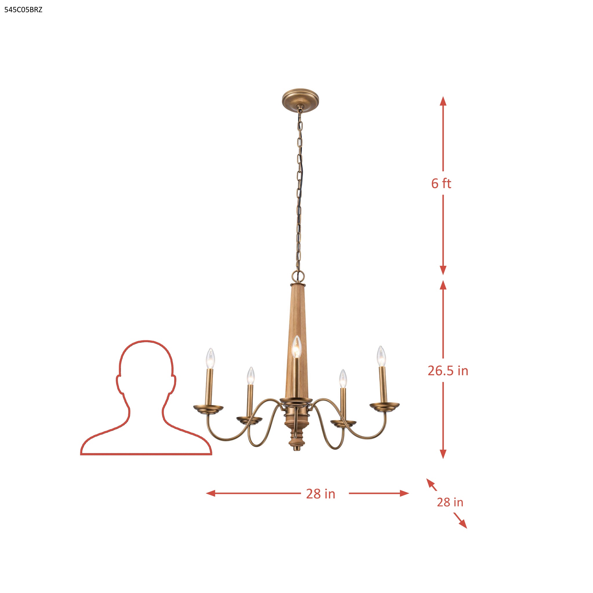 Dinner at 5 Light Chandelier - Heritage Bronze