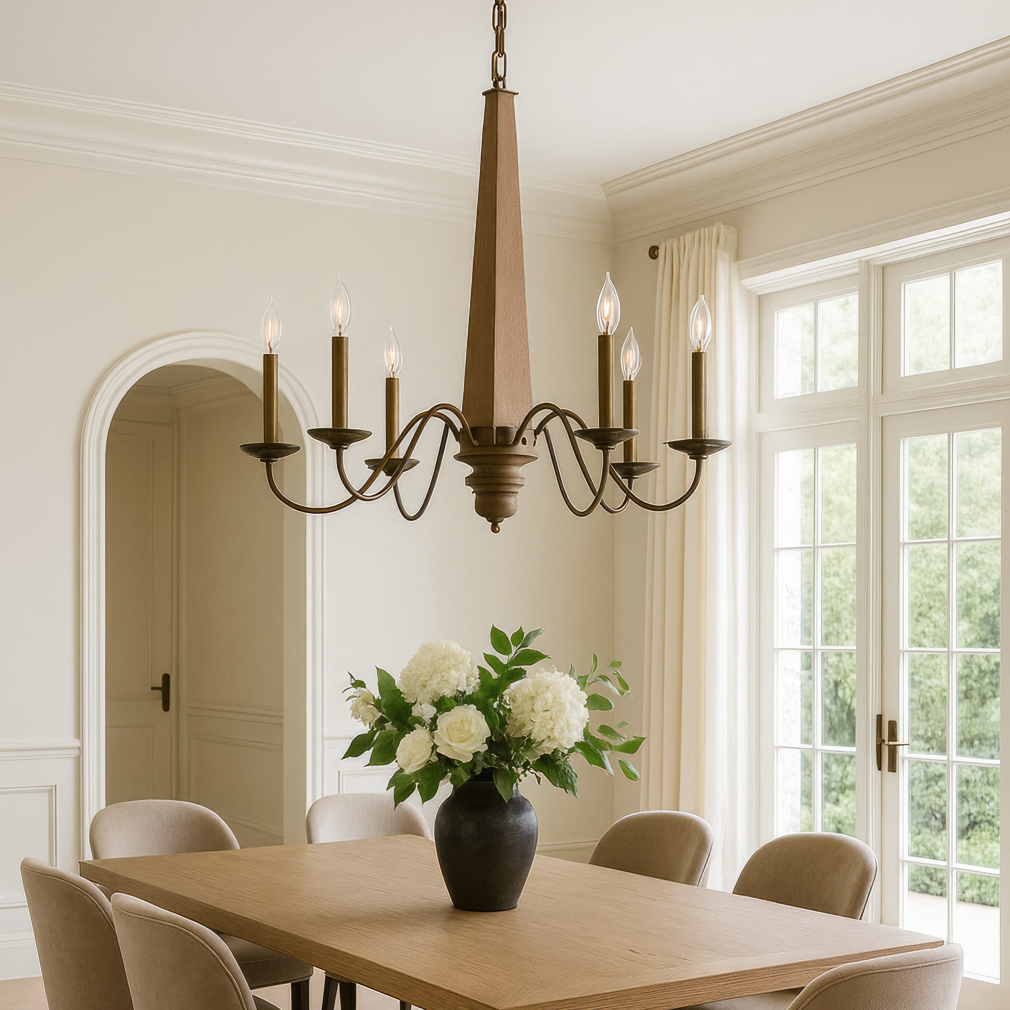 Dinner at 6 Light Chandelier - Heritage Bronze