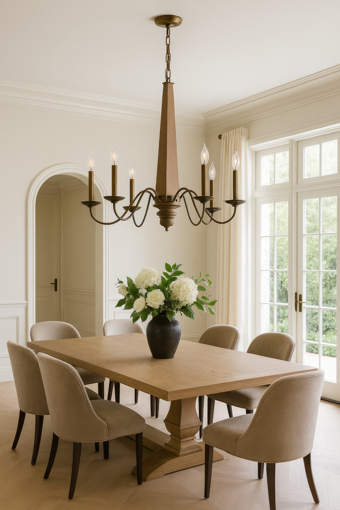Dinner at 6 Light Chandelier - Heritage Bronze