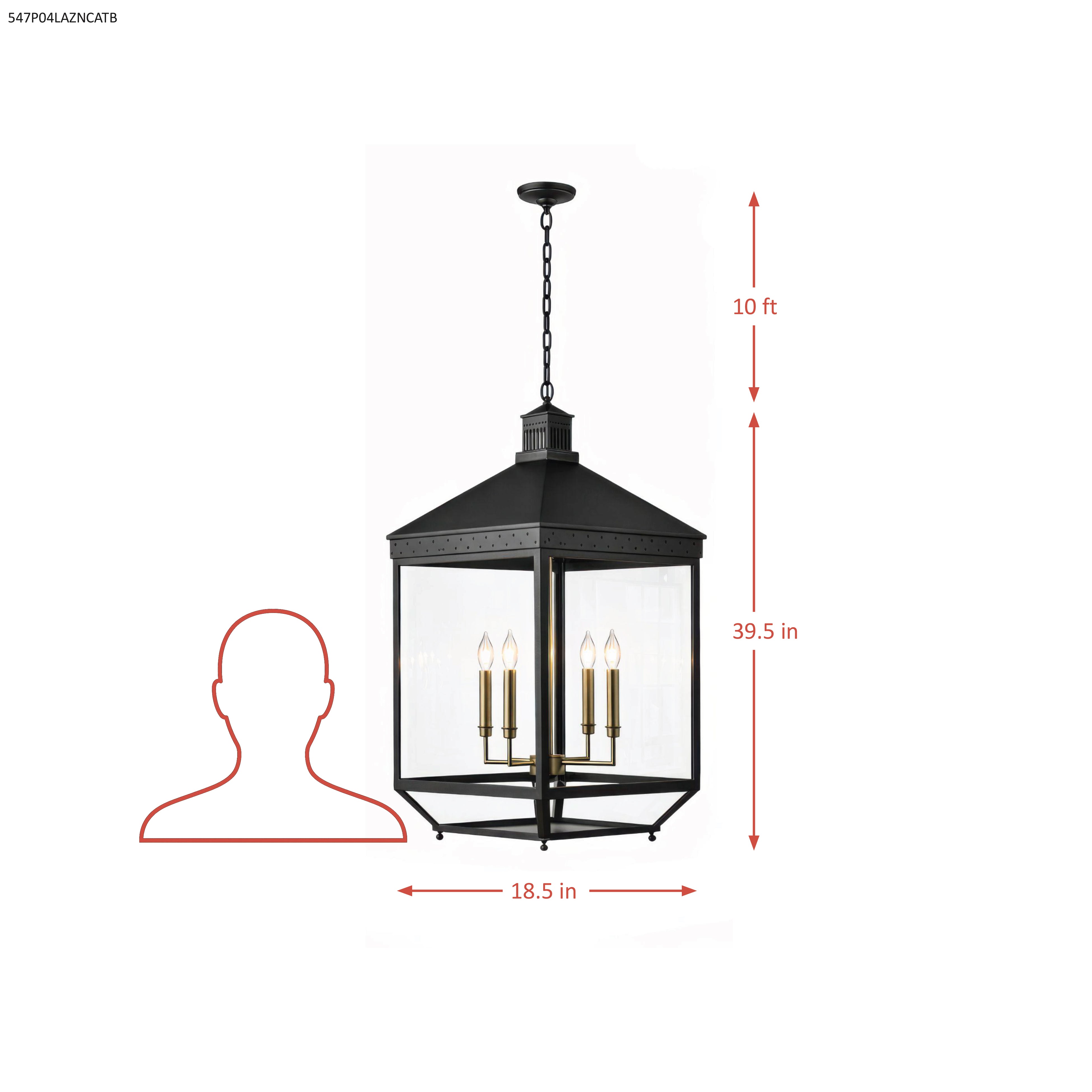 Midnight Manor Large 4 Light Pendant - Blackened Zinc/Antique Bronze