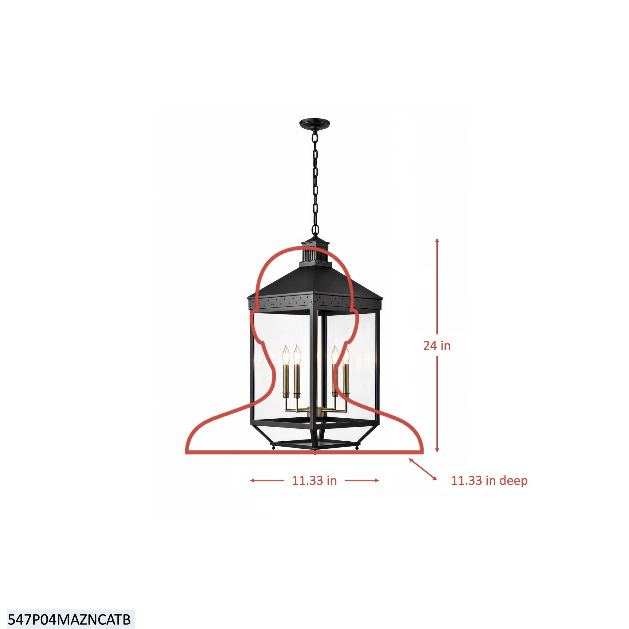 Midnight Manor 4 Light Medium Pendant - Blackened Zinc/Antique Bronze