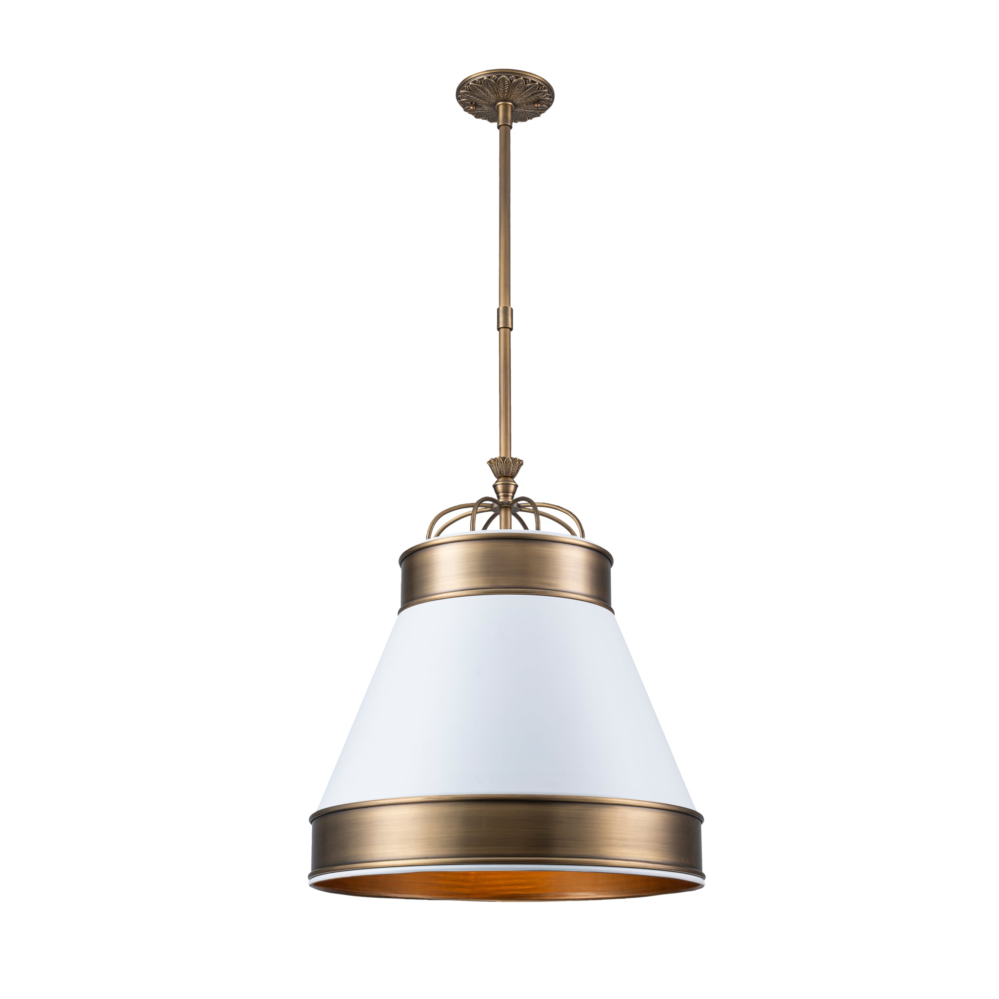 Savarin 1 Light Medium Pendant - Heritage White/Heritage Bronze