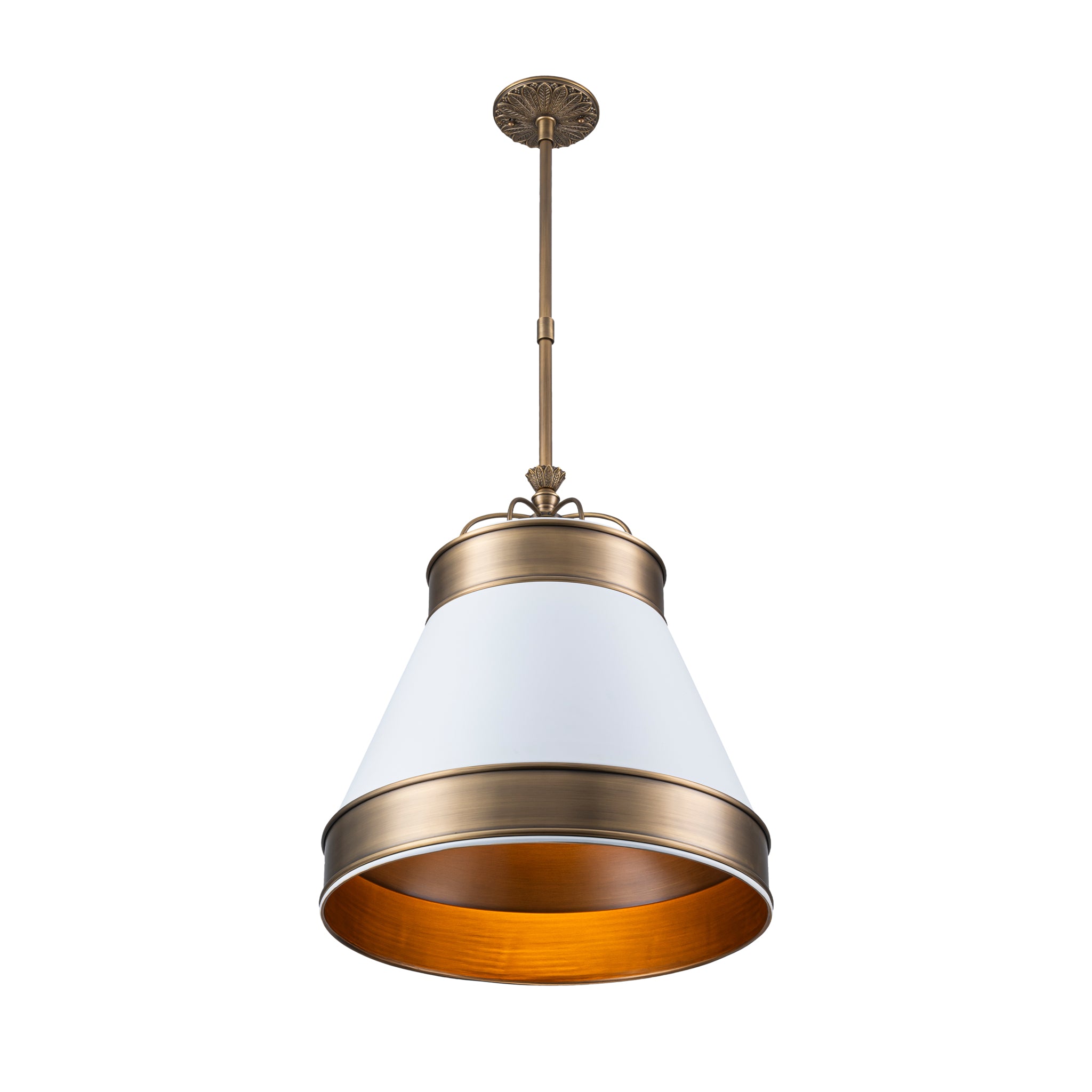 Savarin 1 Light Medium Pendant - Heritage White/Heritage Bronze