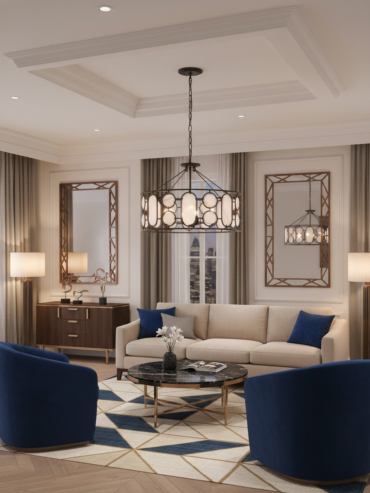 Oval Office 6 Light Pendant - Ironclad