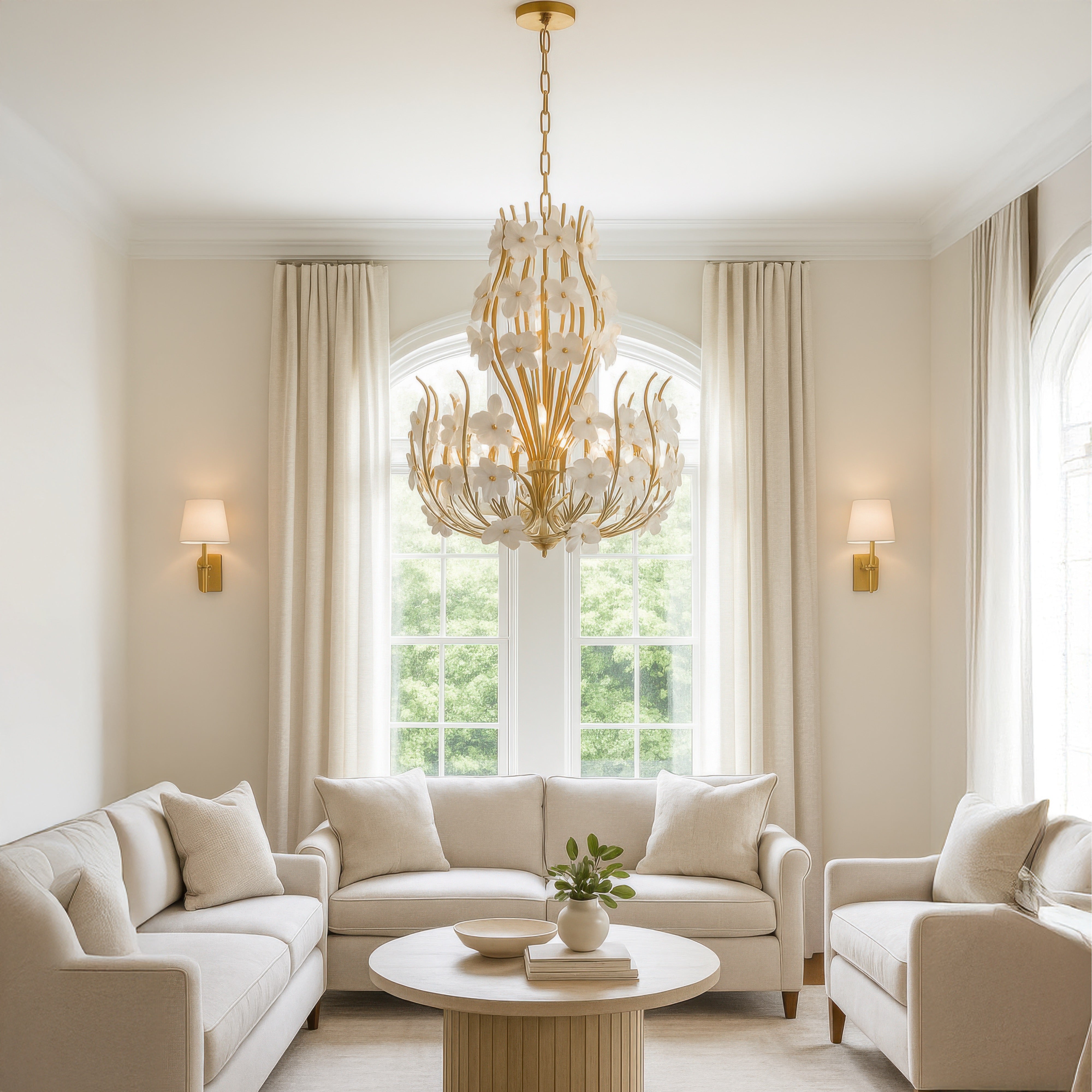 Petal Court 9 Light Chandelier - French Gold