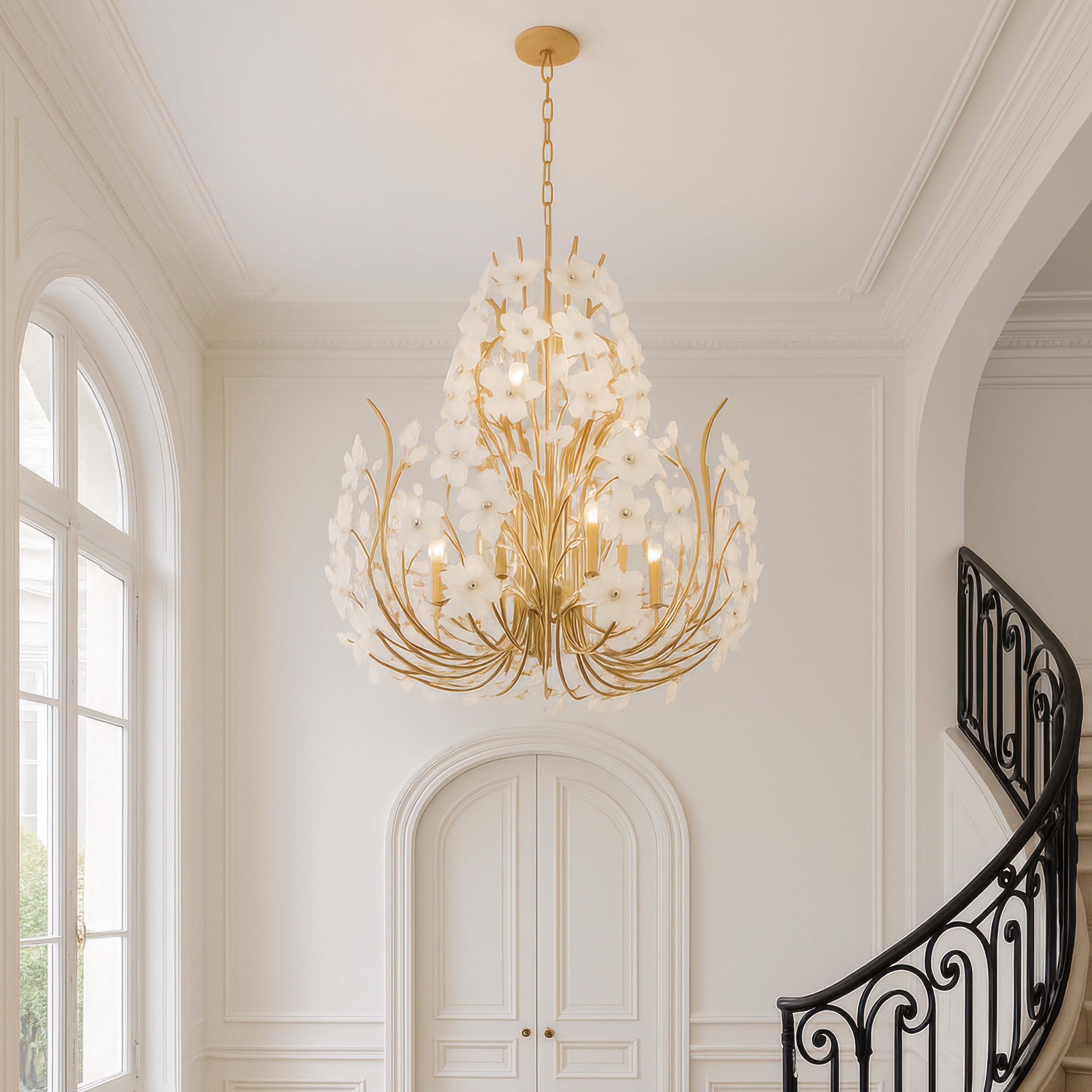 Petal Court 9+3 Light Chandelier - French Gold