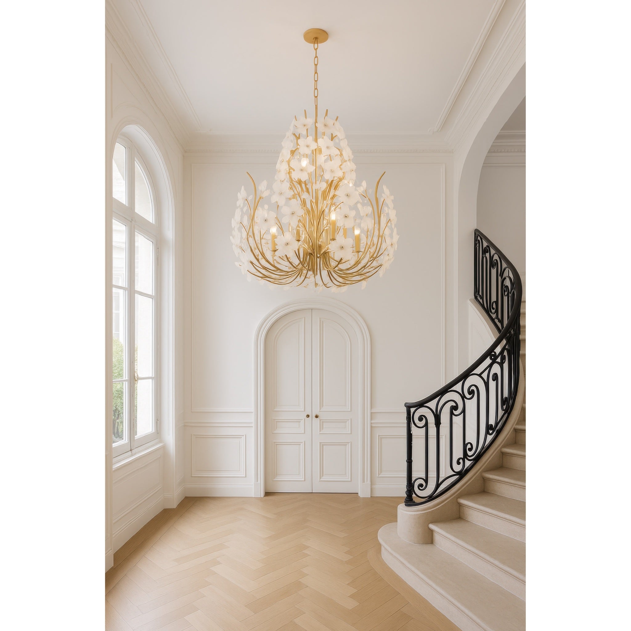 Petal Court 9+3 Light Chandelier - French Gold