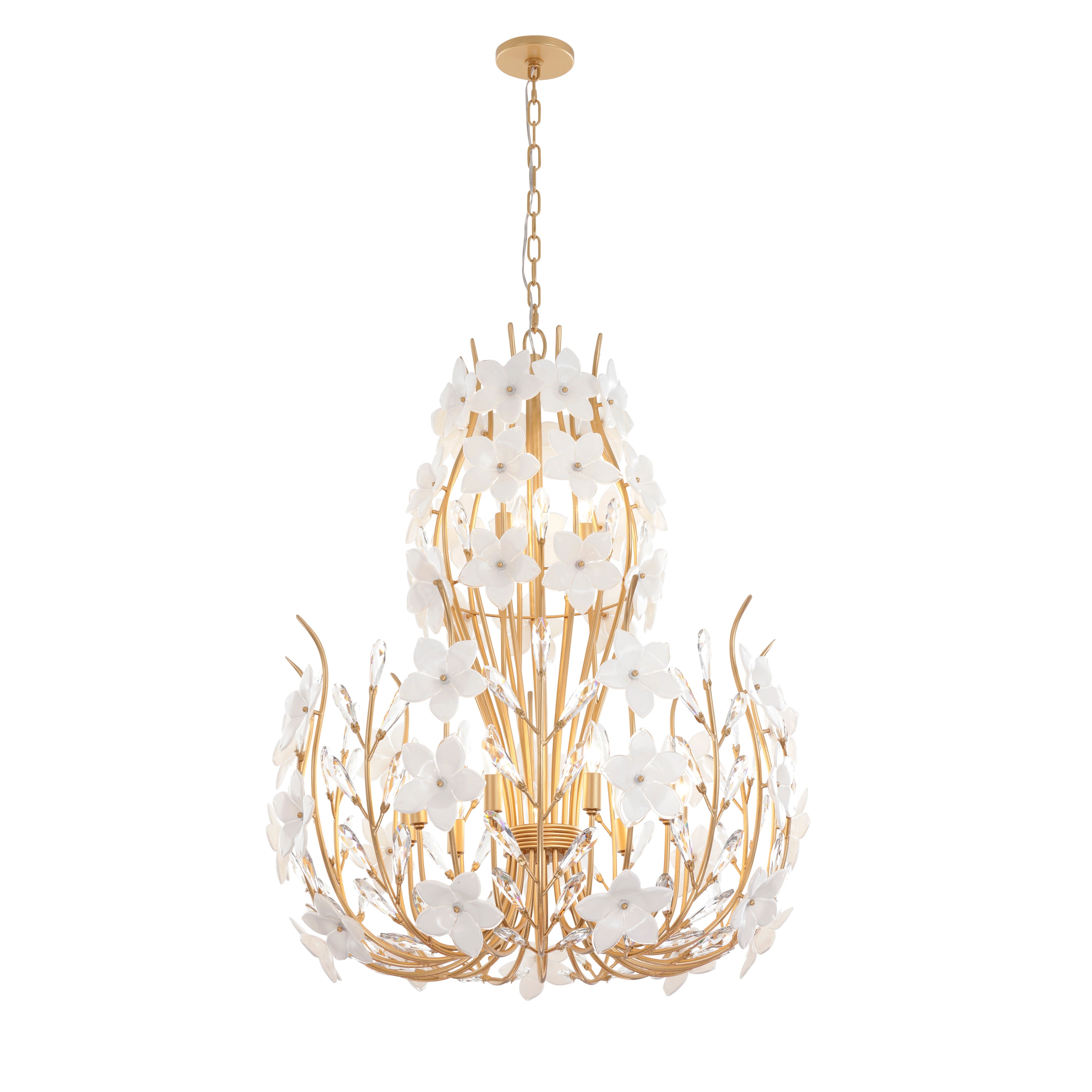Petal Court 9+3 Light Chandelier - French Gold
