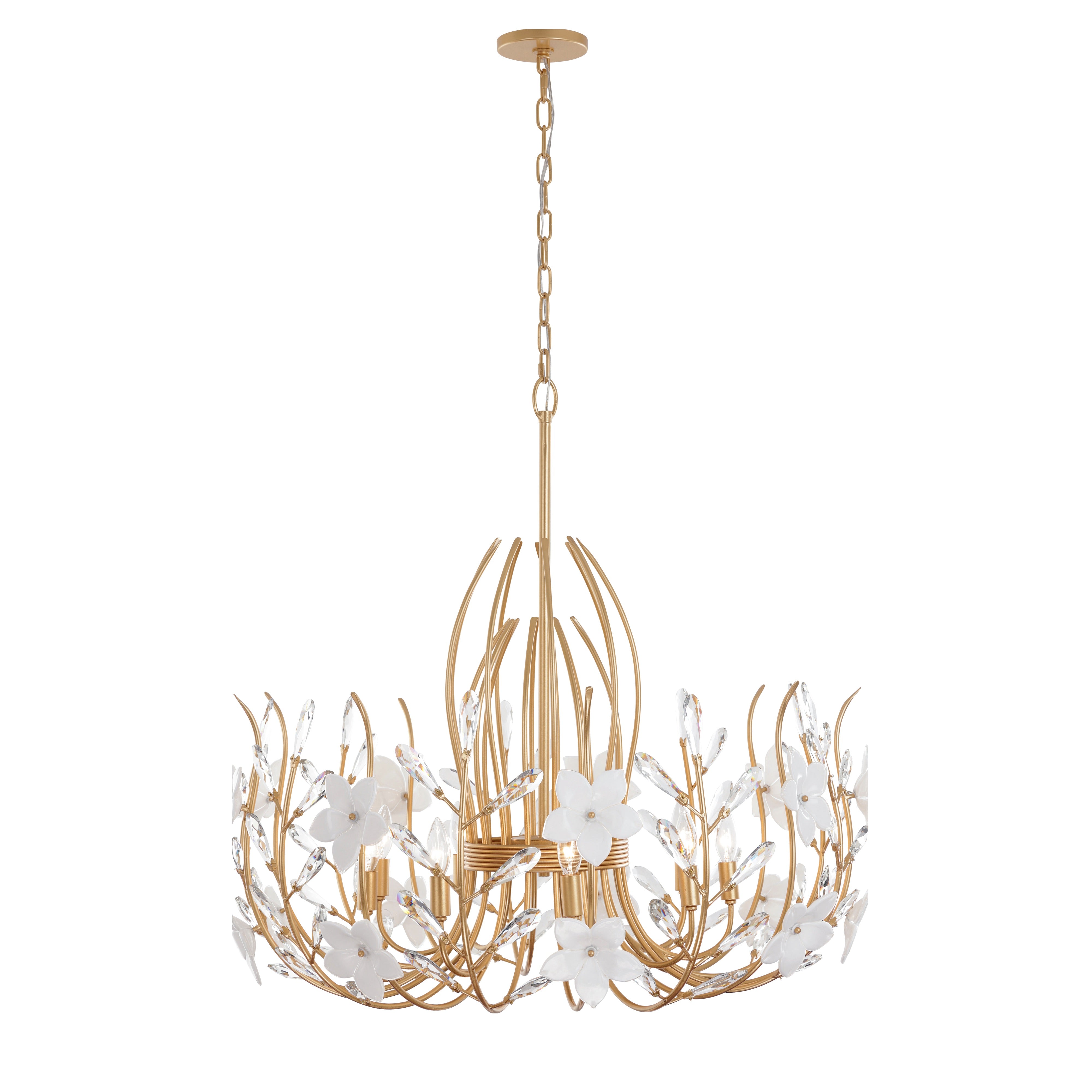 Petal Court 9 Light Pendant - French Gold
