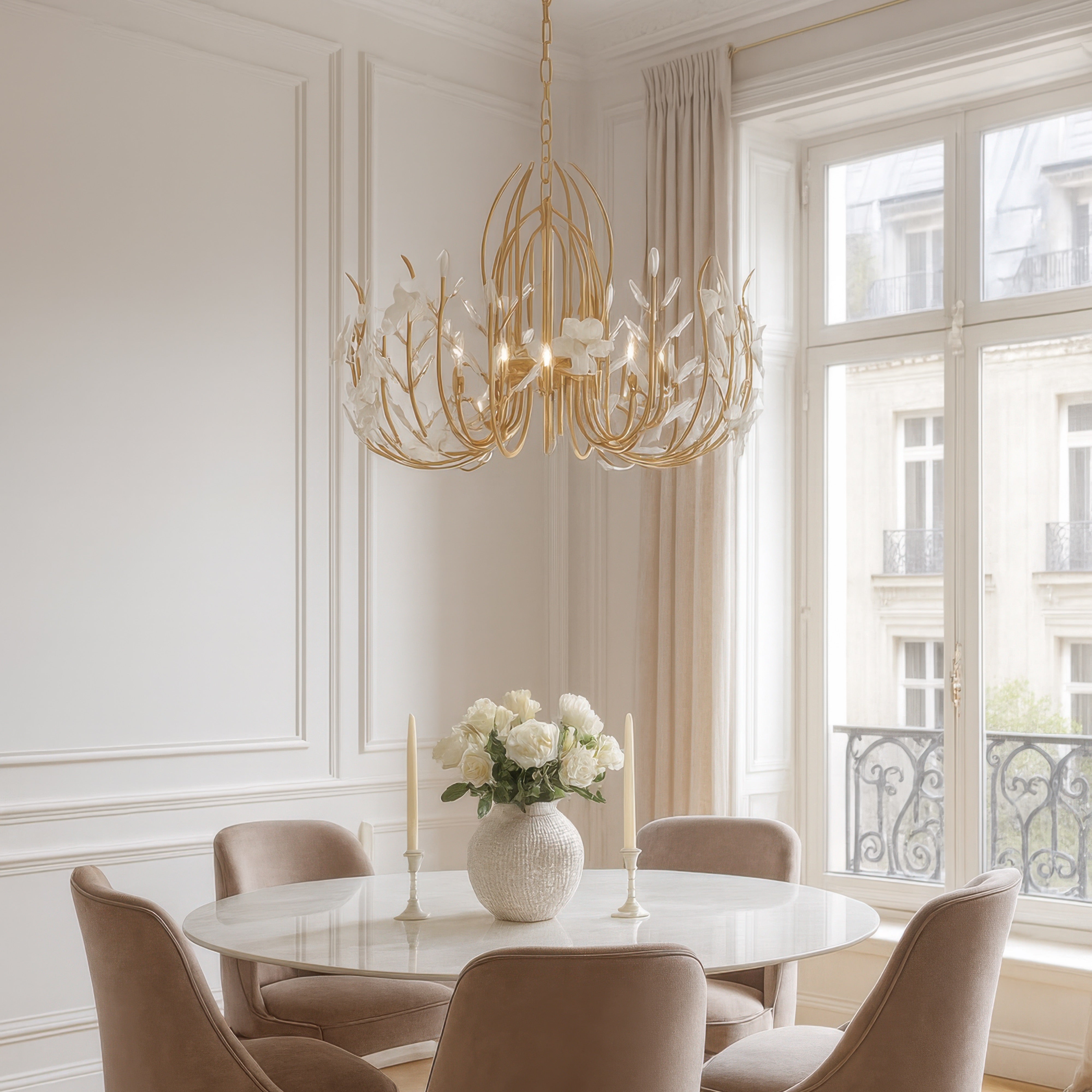 Petal Court 9 Light Pendant - French Gold