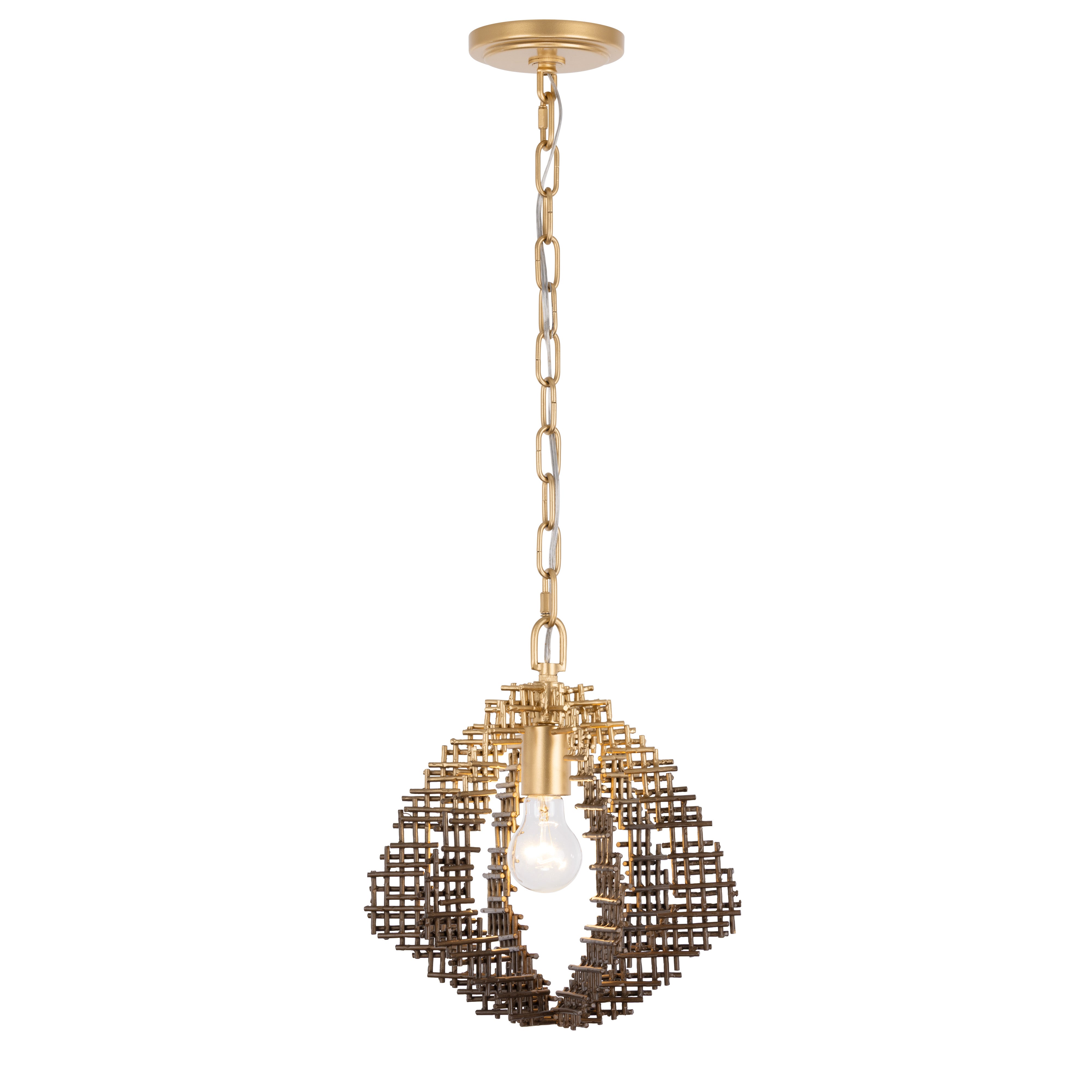 Construct 1 Light Pendant - Dark Bronze / French Gold