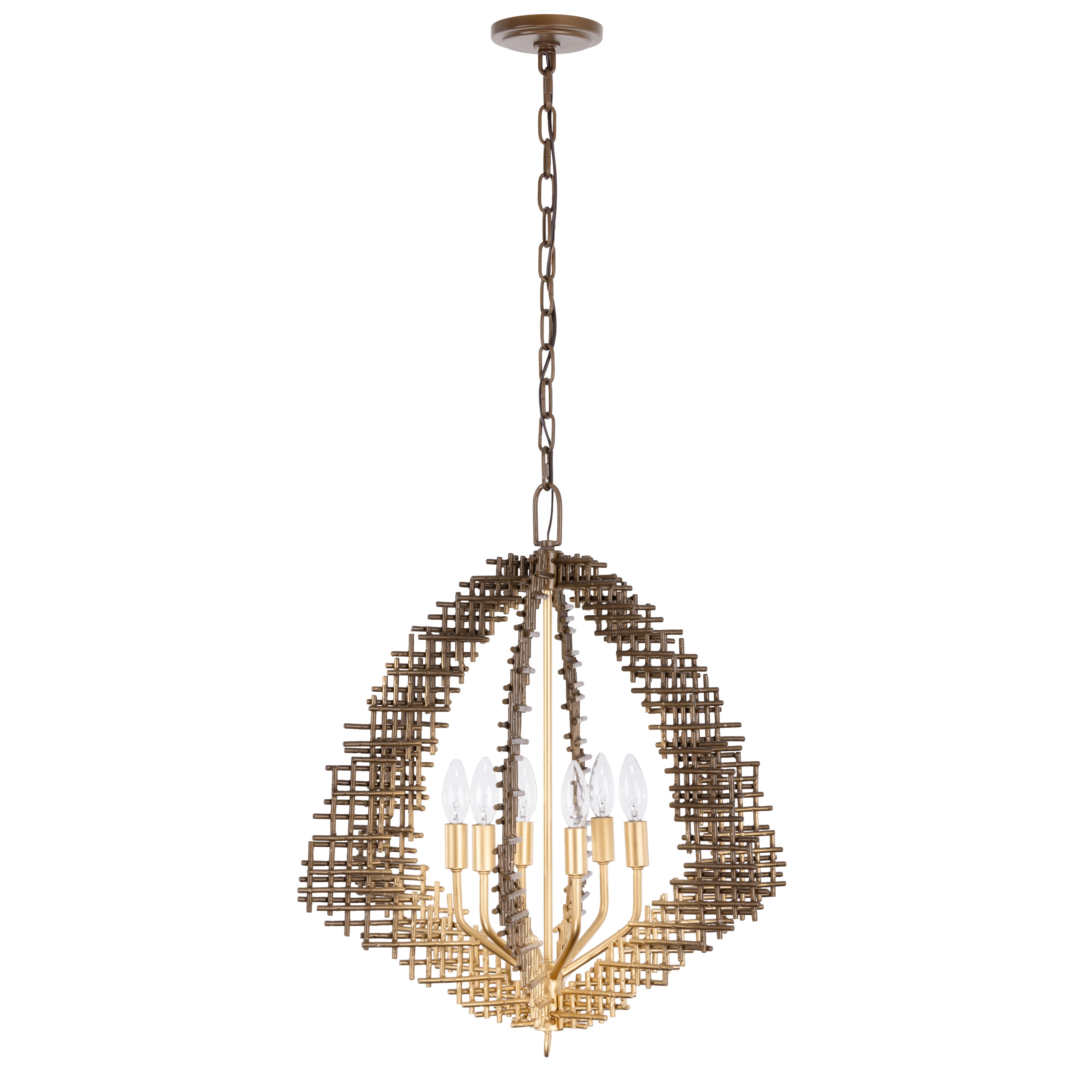 Construct 6 Light Pendant - Dark Bronze / French Gold