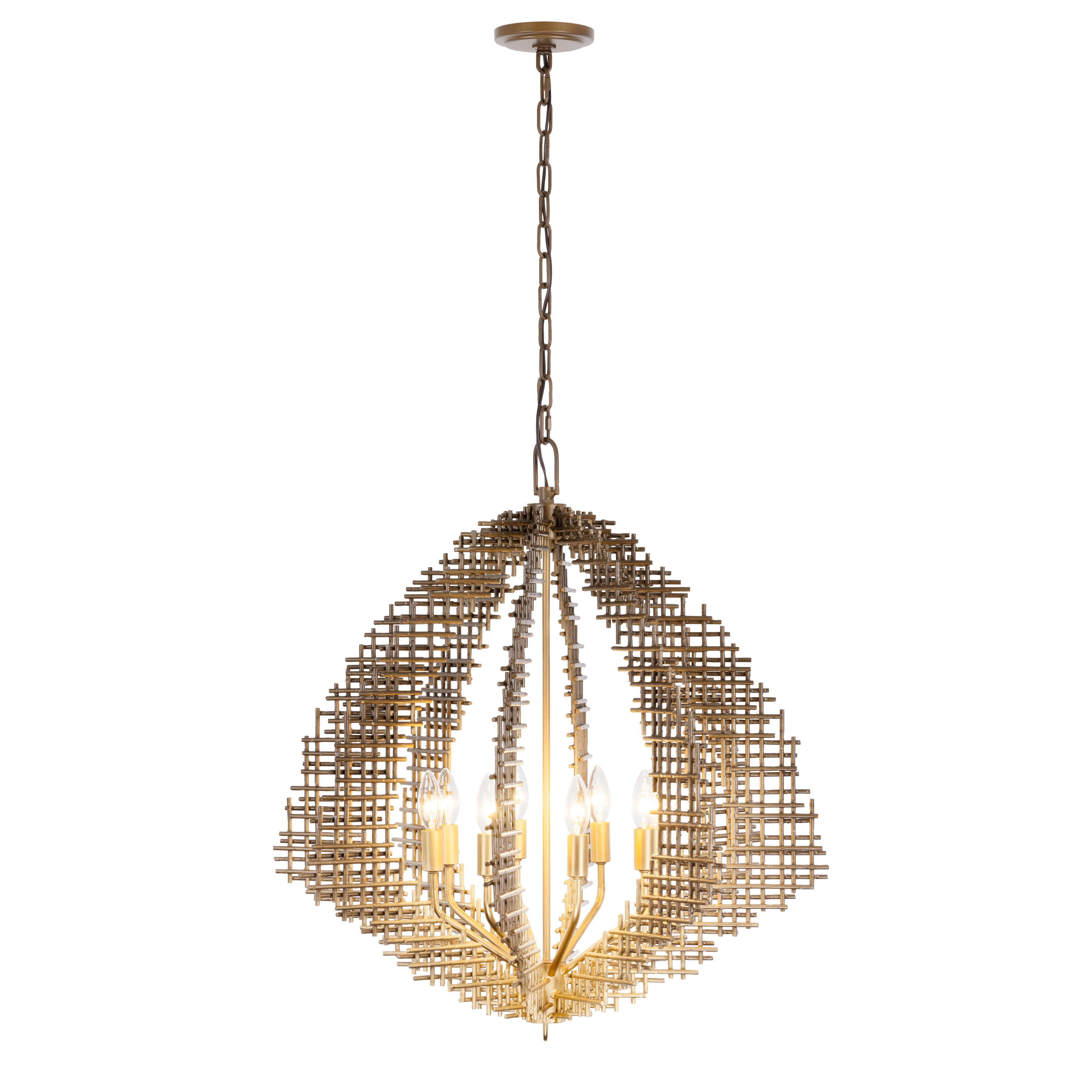 Construct 8 Light Pendant - Dark Bronze / French Gold
