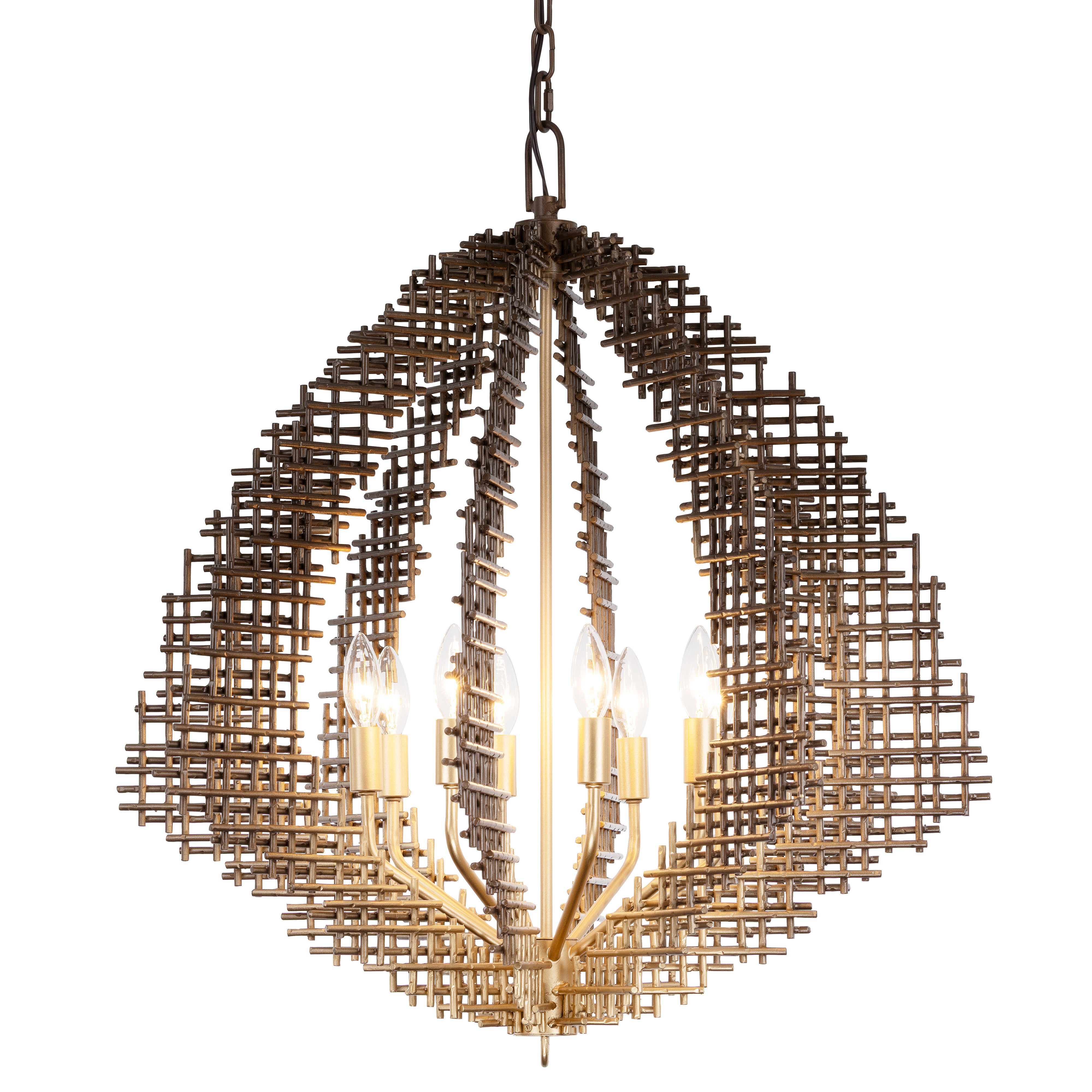 Construct 8 Light Pendant - Dark Bronze / French Gold