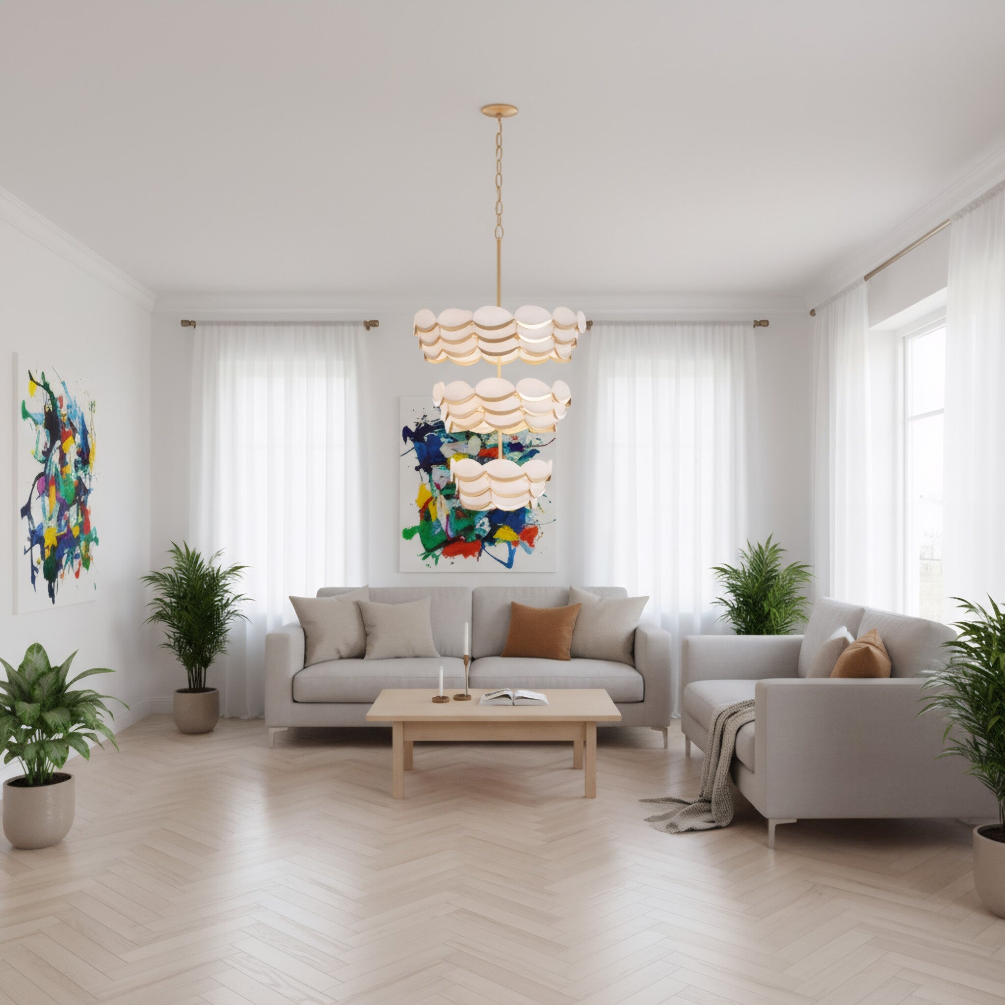 High Tide 11 Light 3 Tier Pendant - French Gold