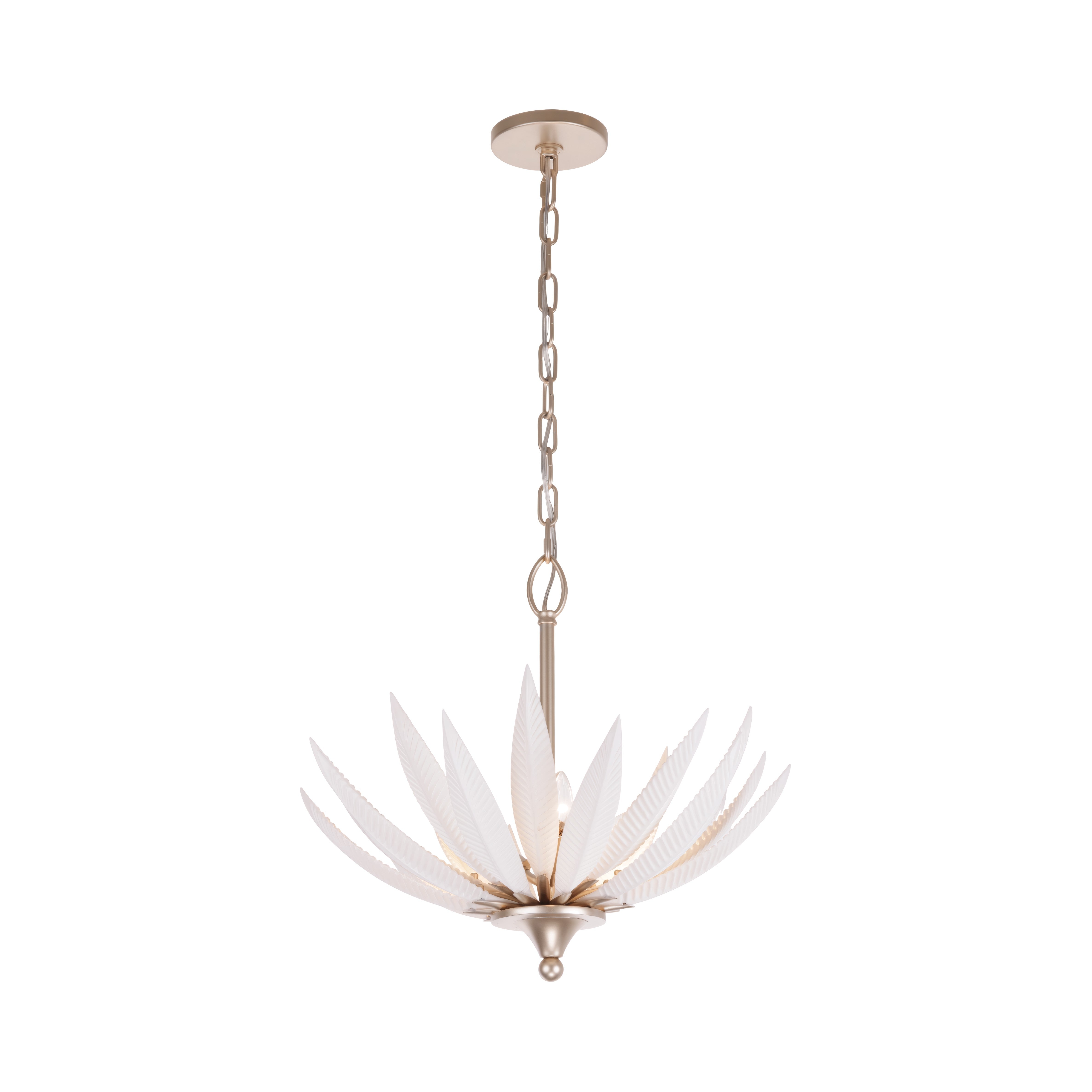 Zanara 3 Light Pendant with 3D Printed Ceramic Leaves - Gold Dust