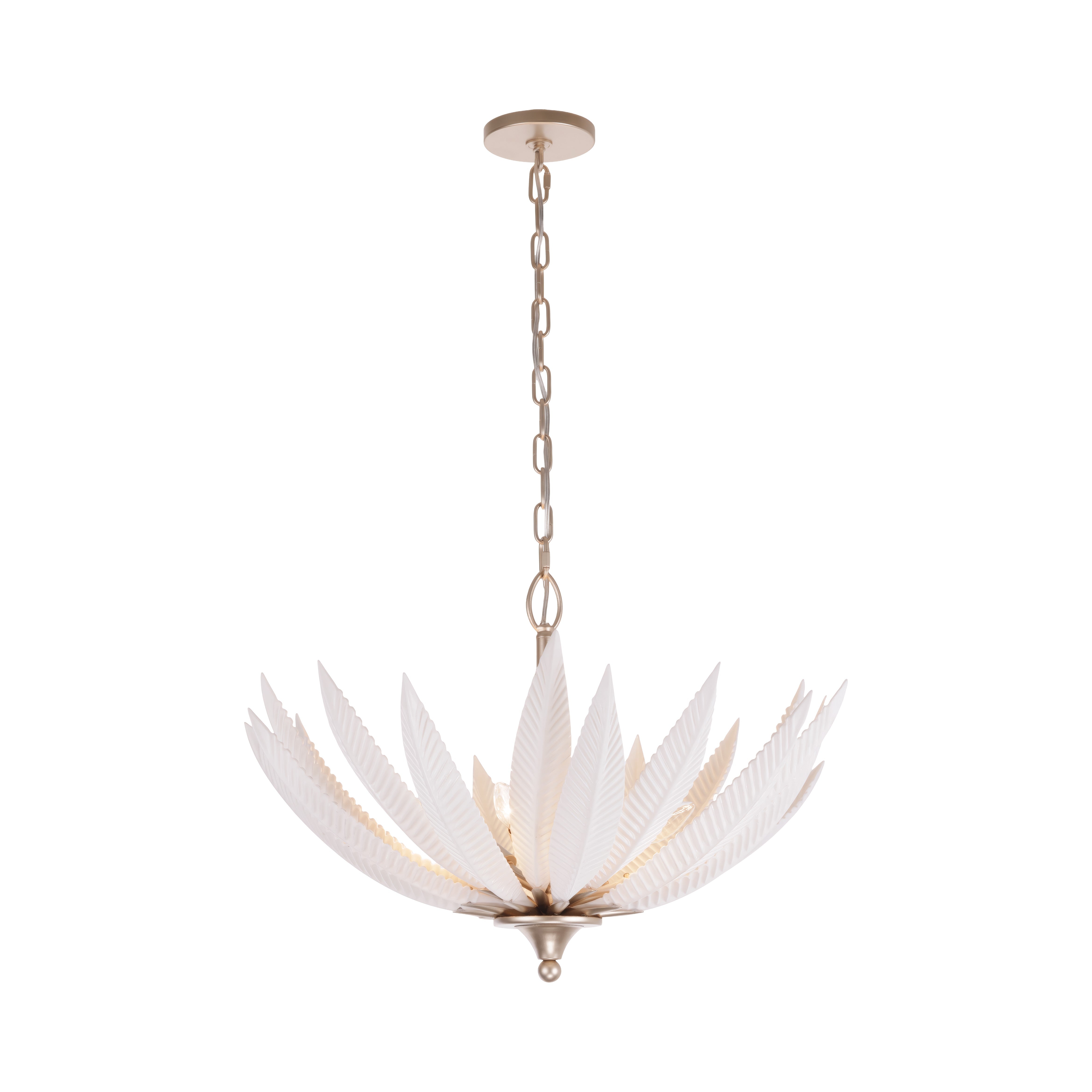 Zanara 6 Light Pendantwith 3D Printed Ceramic Leaves - Gold Dust