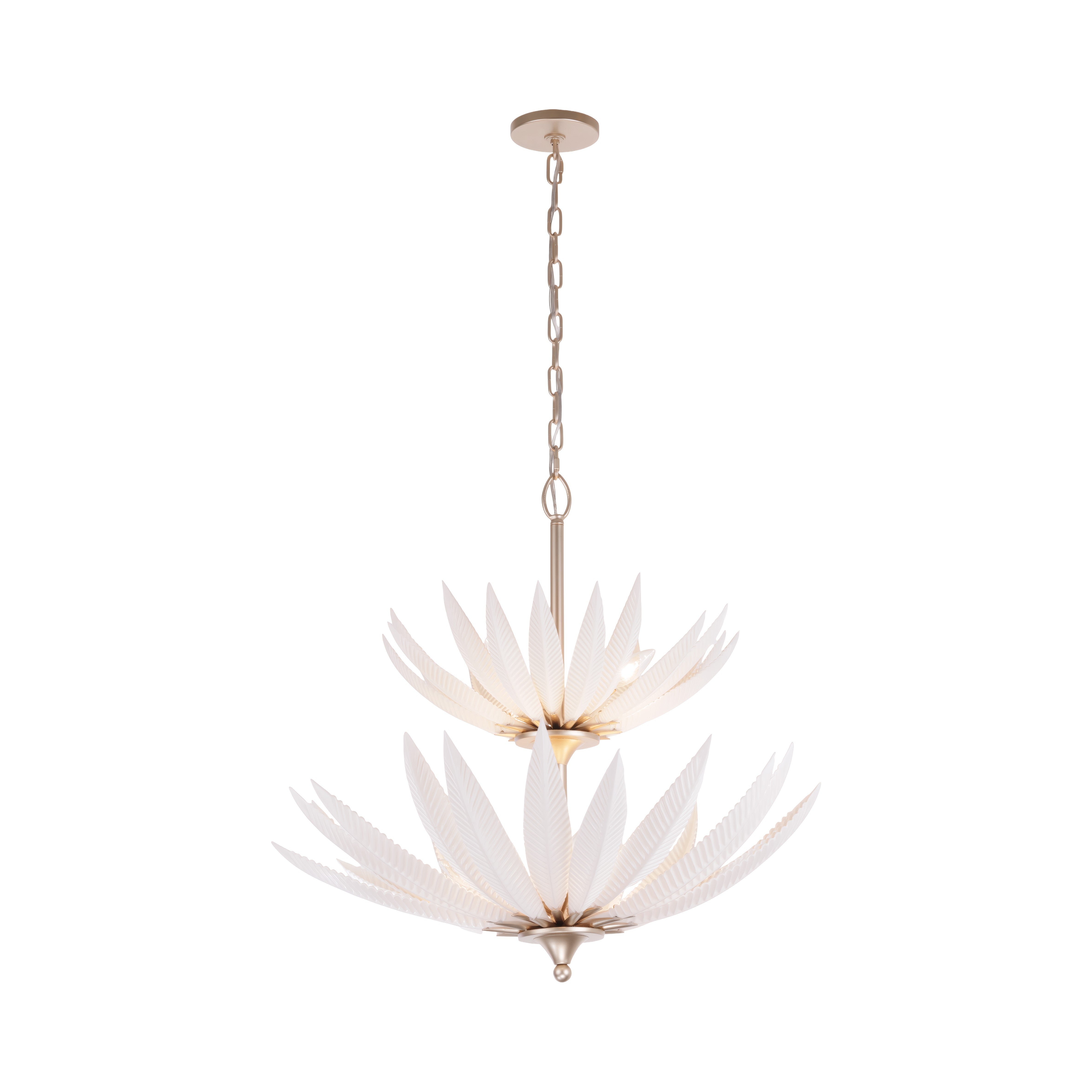 Zanara 9 Light Pendantwith 3D Printed Ceramic Leaves - Gold Dust