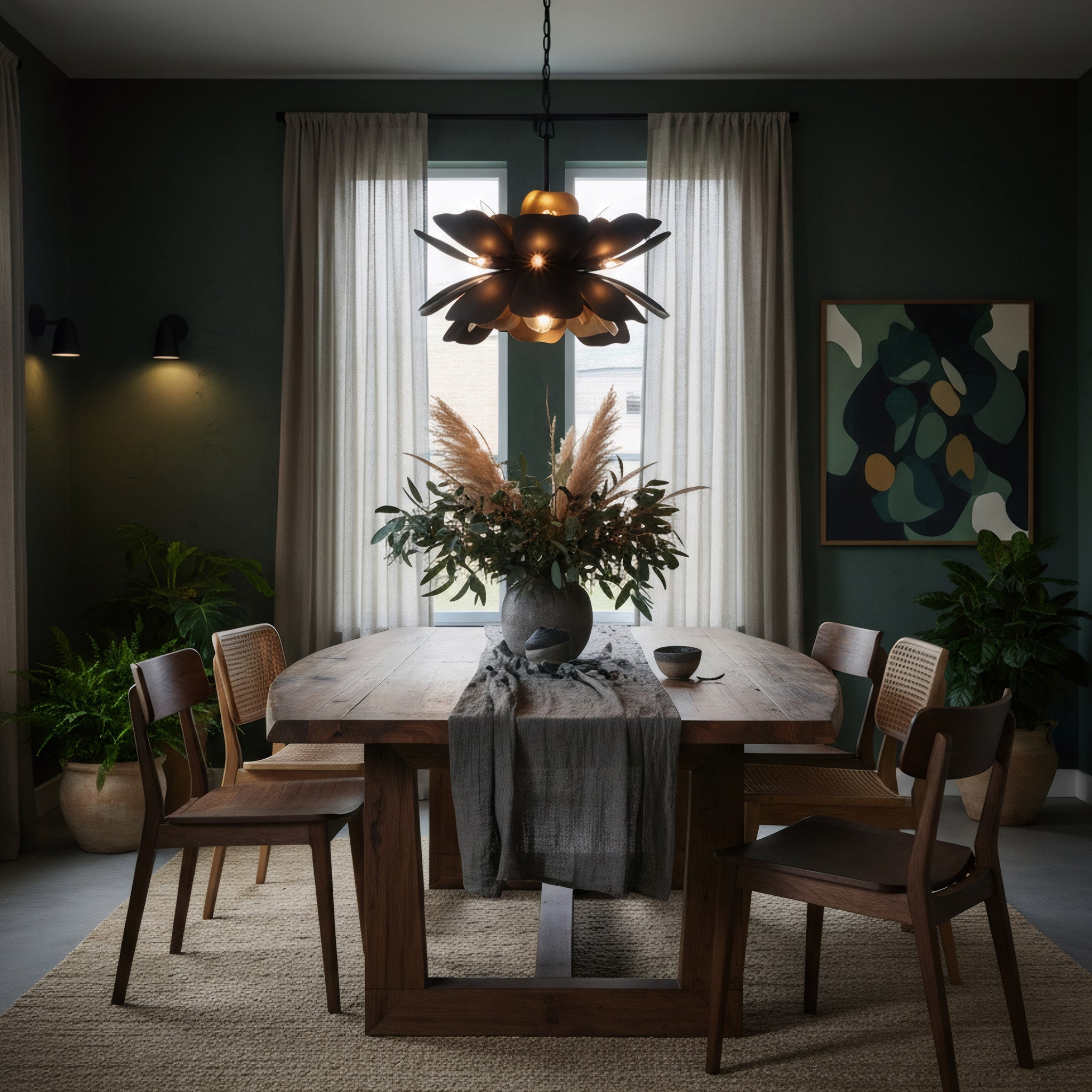 Botanic Panic 13 Light Pendant - Dark Bronze / French Gold