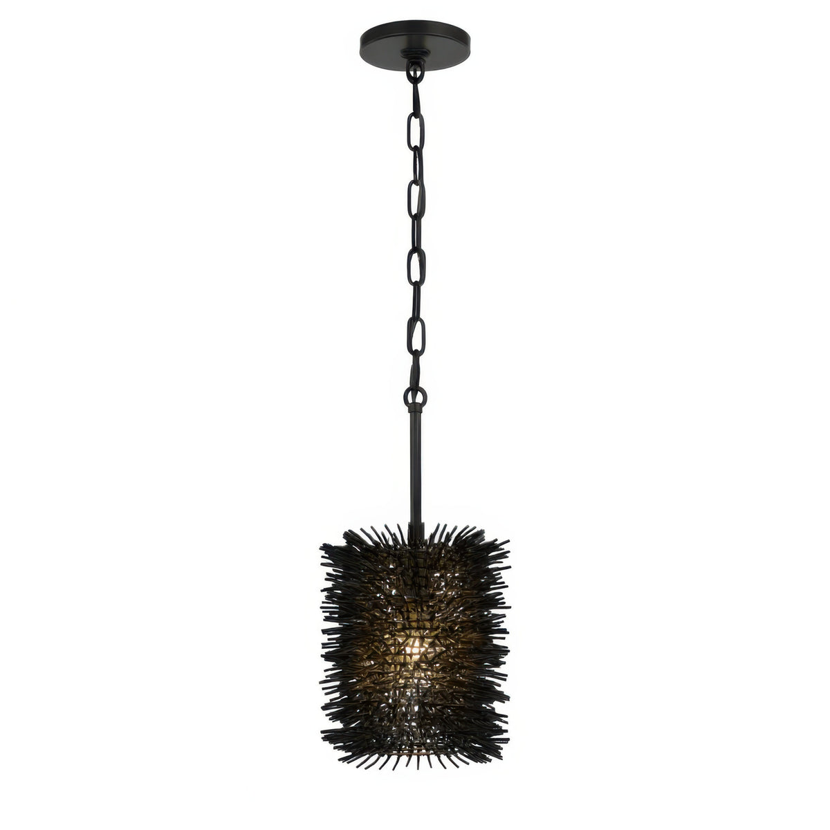 Urchin 1 Light Cylinder Mini Pendant - Black