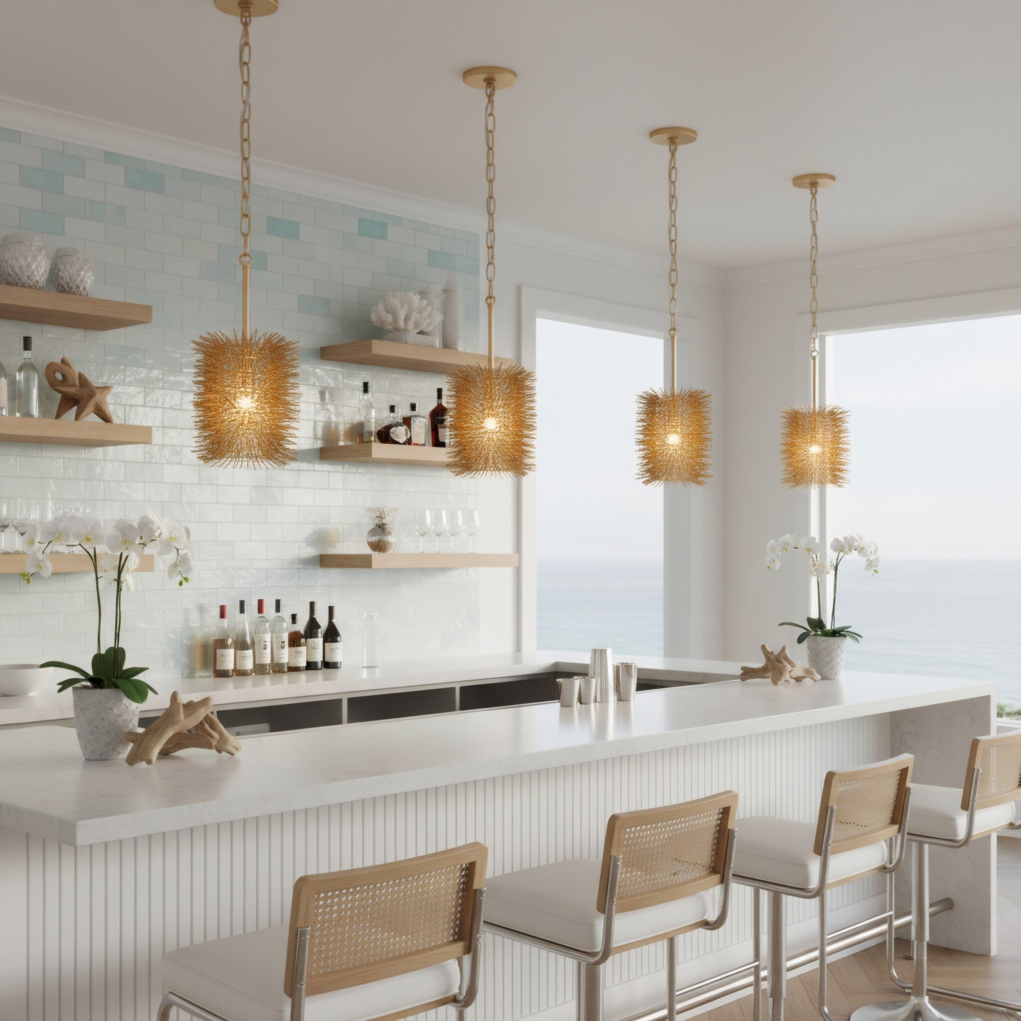 Urchin 1 Light Cylinder Pendant - Gold