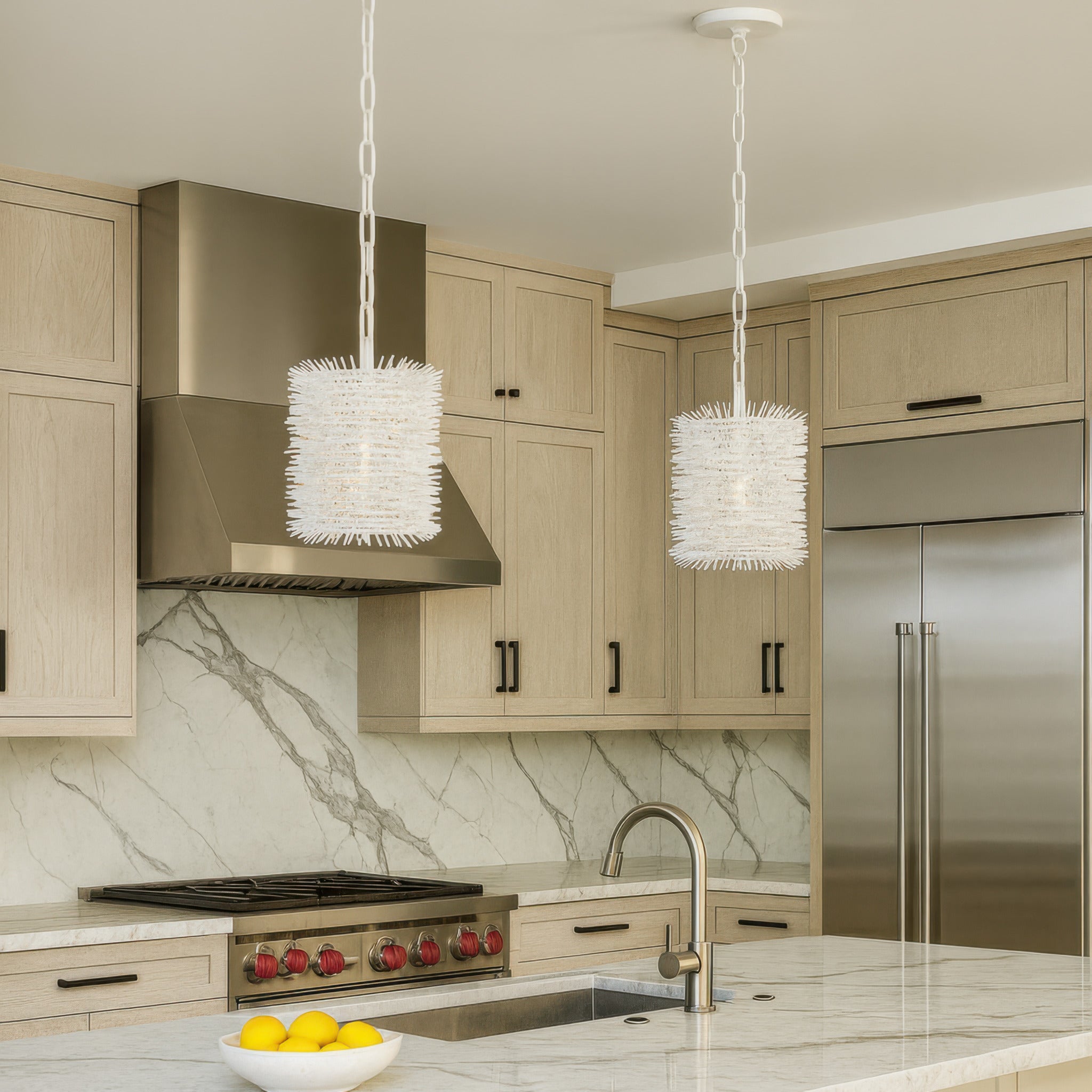 Urchin 1 Light Cylinder Mini Pendant - White