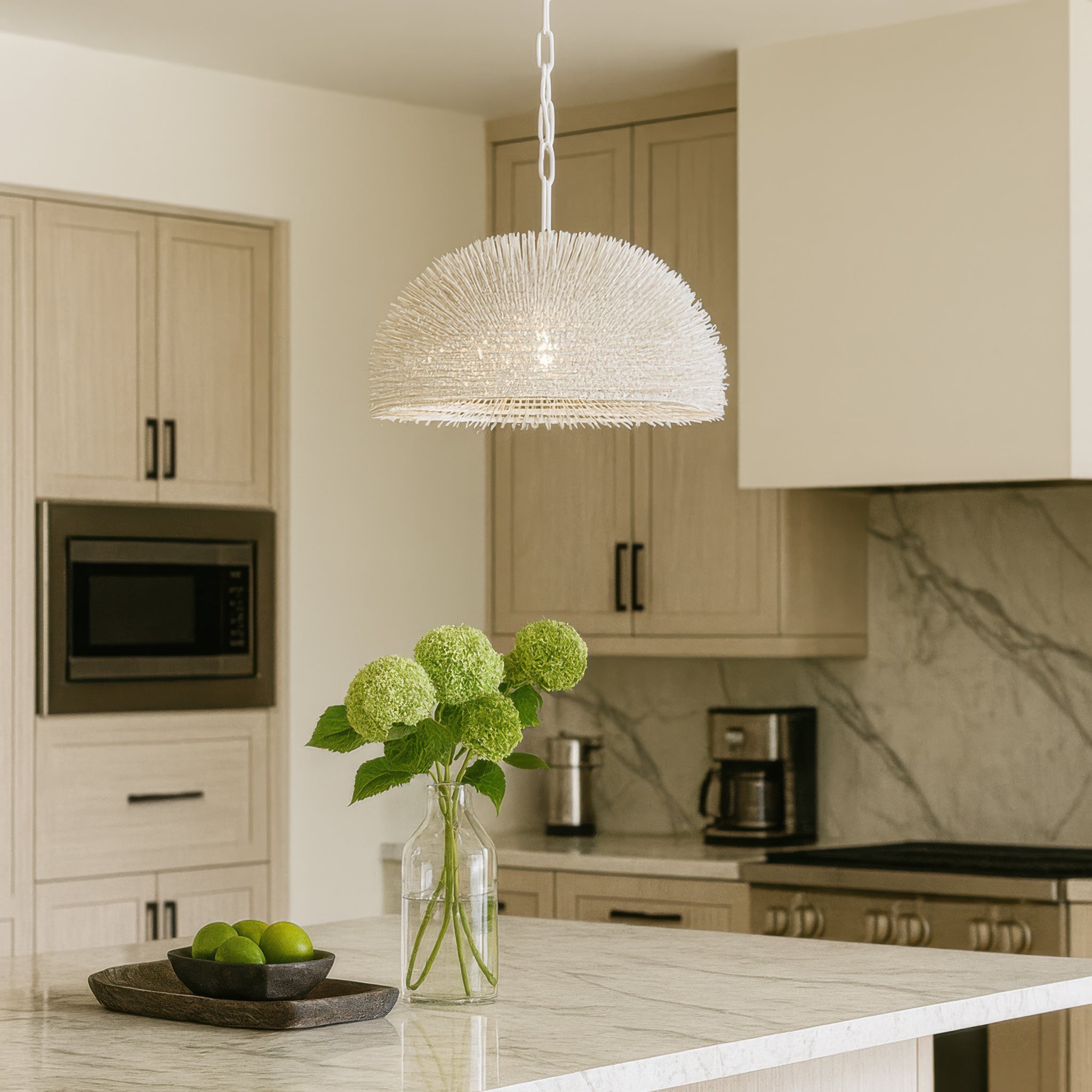 Urchin 1 Light Dome Pendant - White