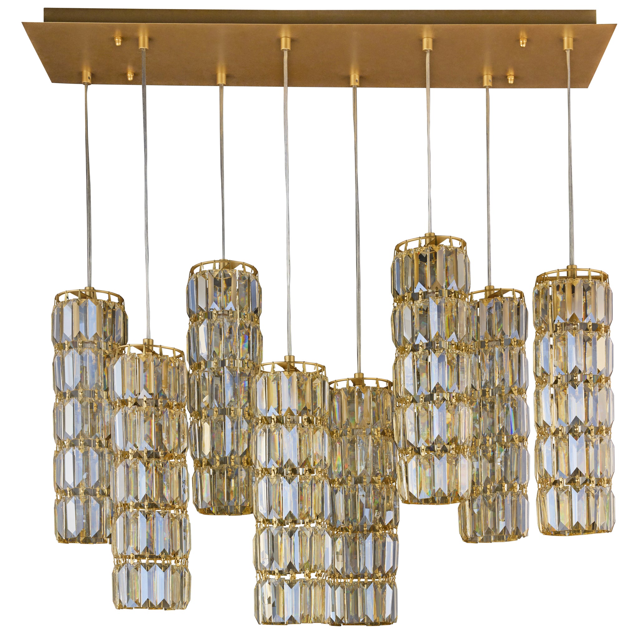 Golden Hour 8 Light Dimmable Linear Cluster of Pendants