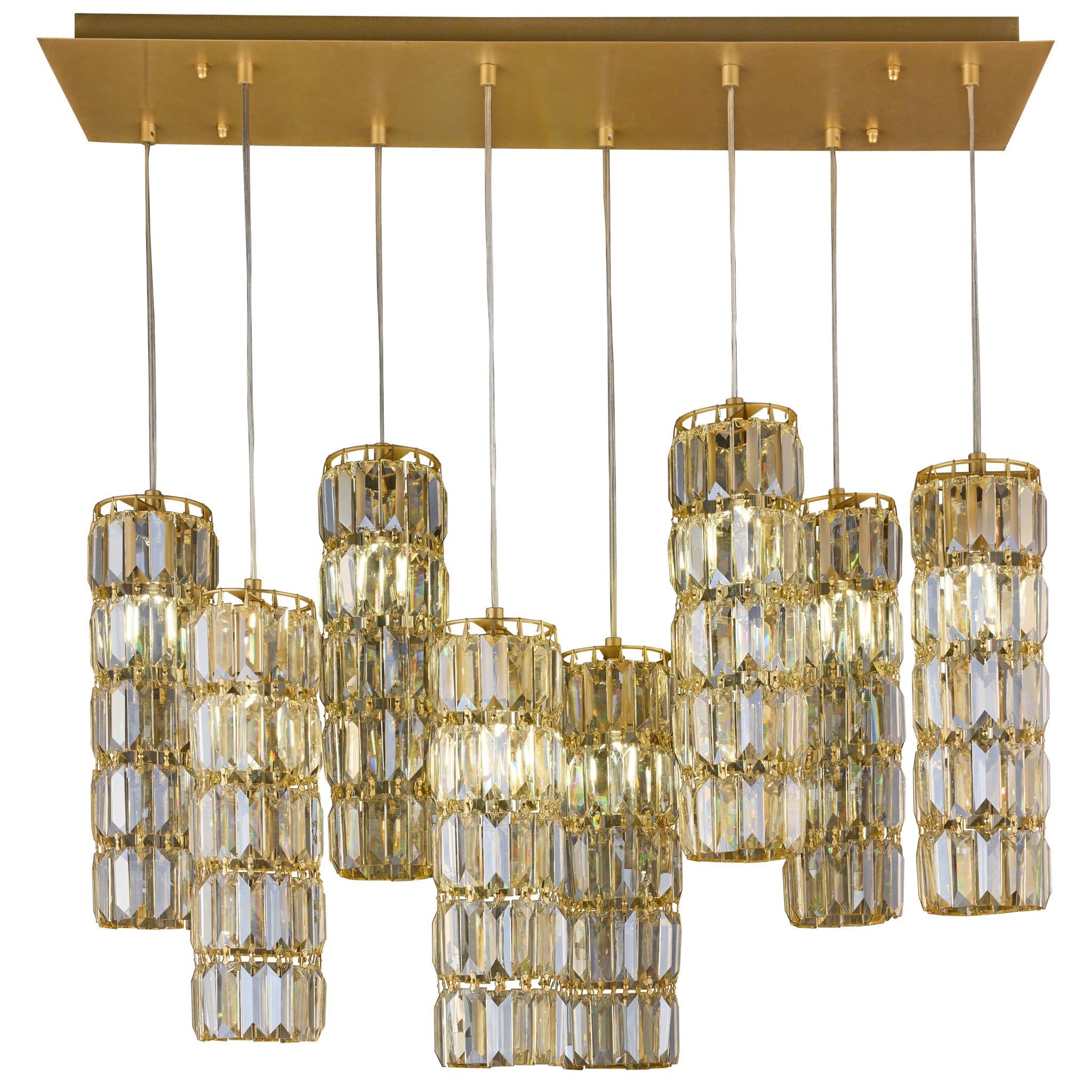 Golden Hour 8 Light Dimmable Linear Cluster of Pendants