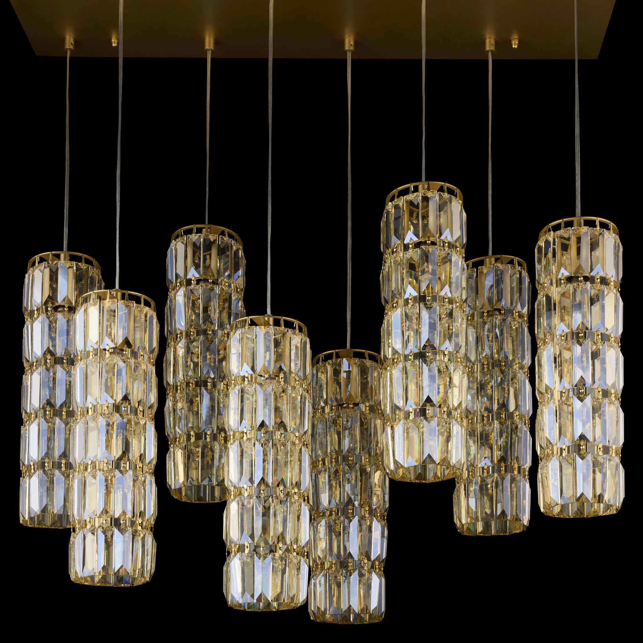 Golden Hour 8 Light Dimmable Linear Cluster of Pendants