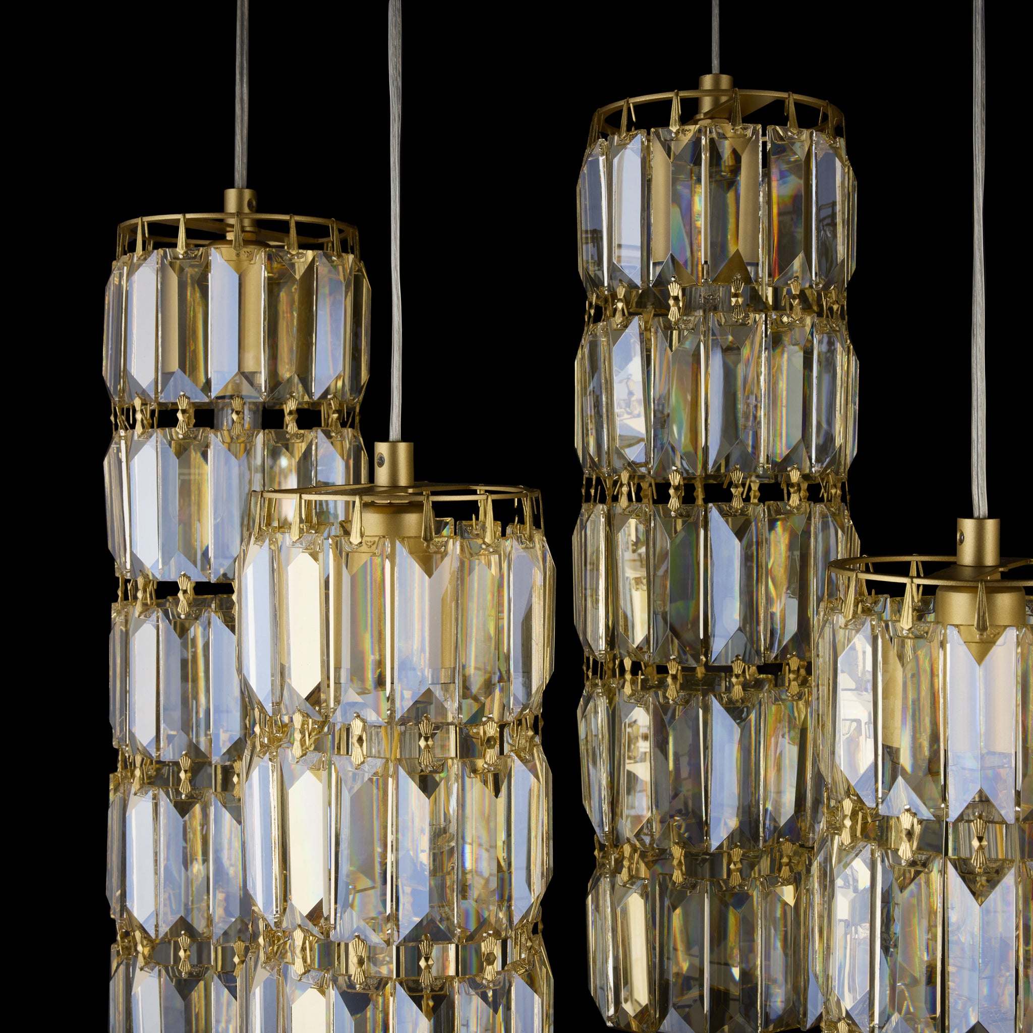 Golden Hour 8 Light Dimmable Linear Cluster of Pendants