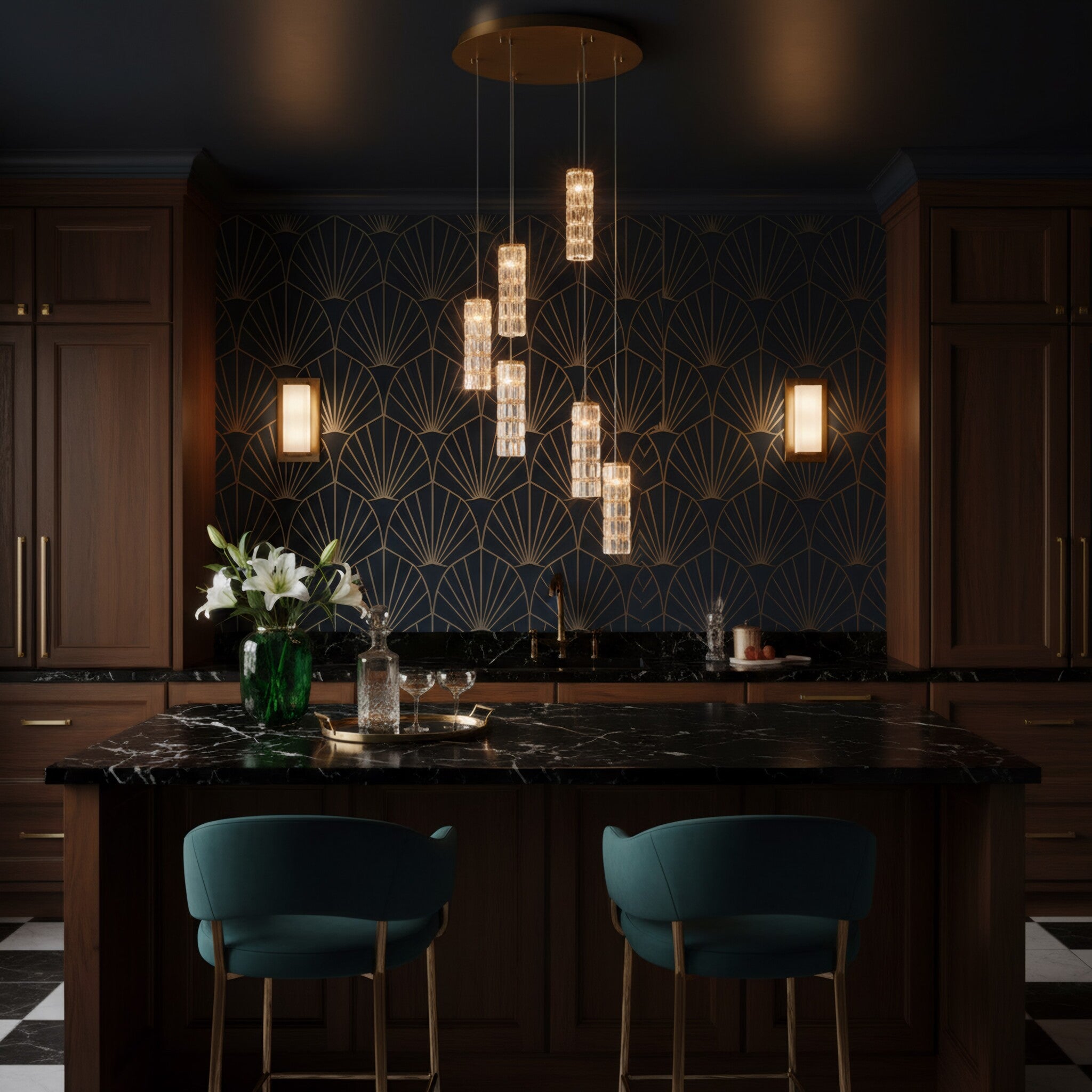Golden Hour 6 Light Dimmable Round Cluster of Pendants