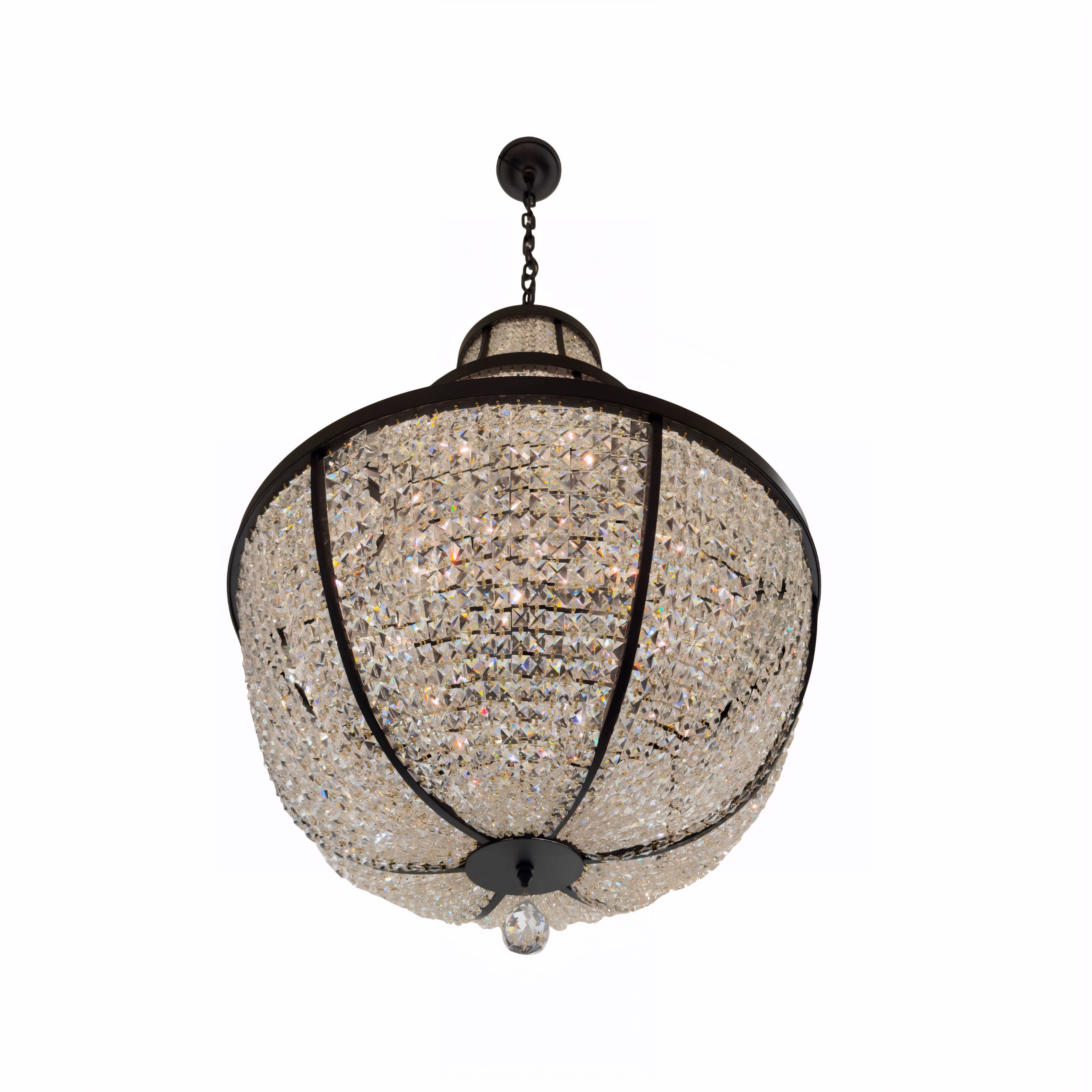 Crystal Baller 12 Light Leaded Crystal Empire Pendant - Heritage Black