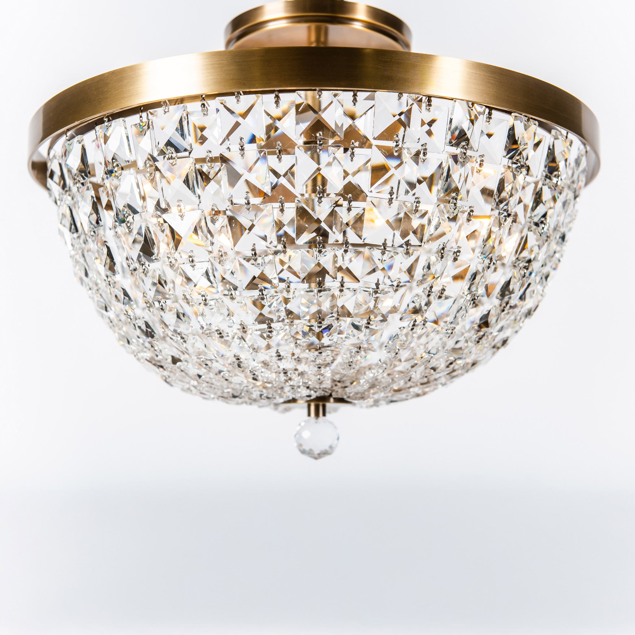 Crystal Baller 3 Light Leaded Crystal Empire Semi-Flush Mount - Antique Bronze