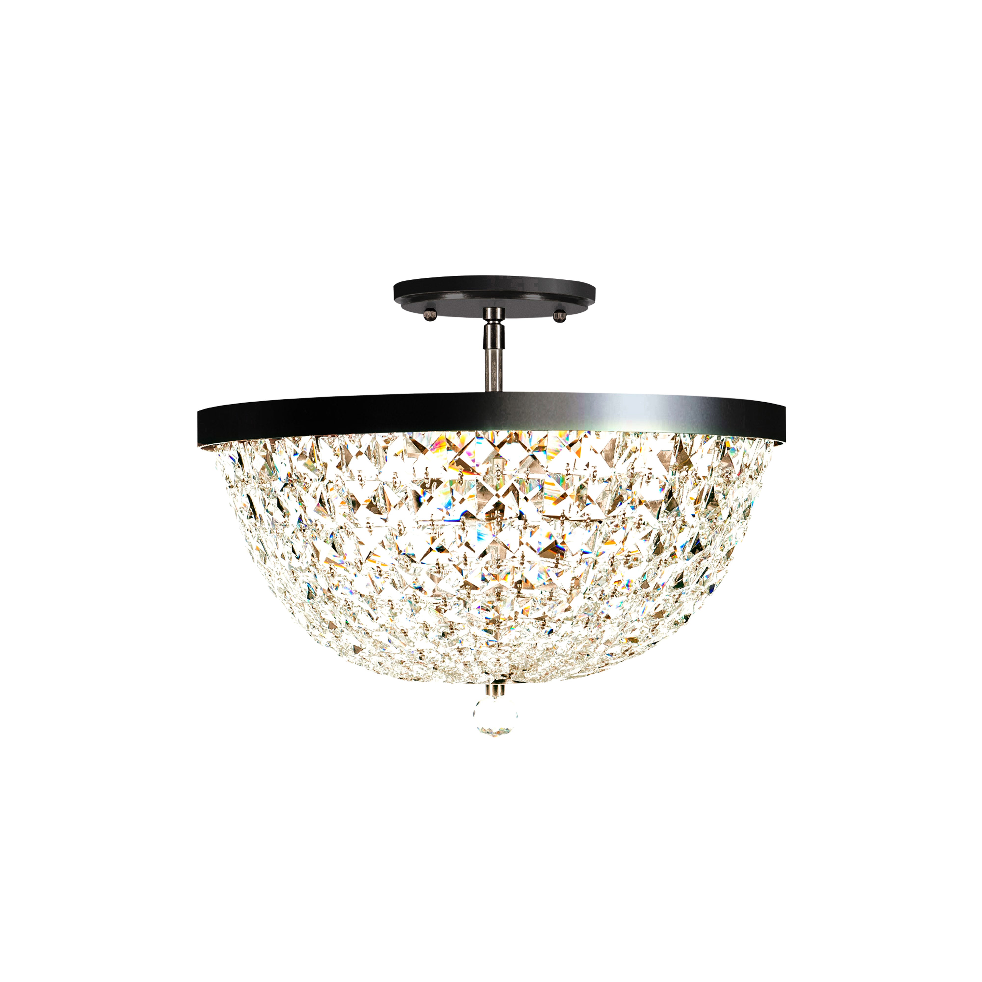 Crystal Baller 3 Light Leaded Crystal Empire Semi-Flush Mount - Heritage Black