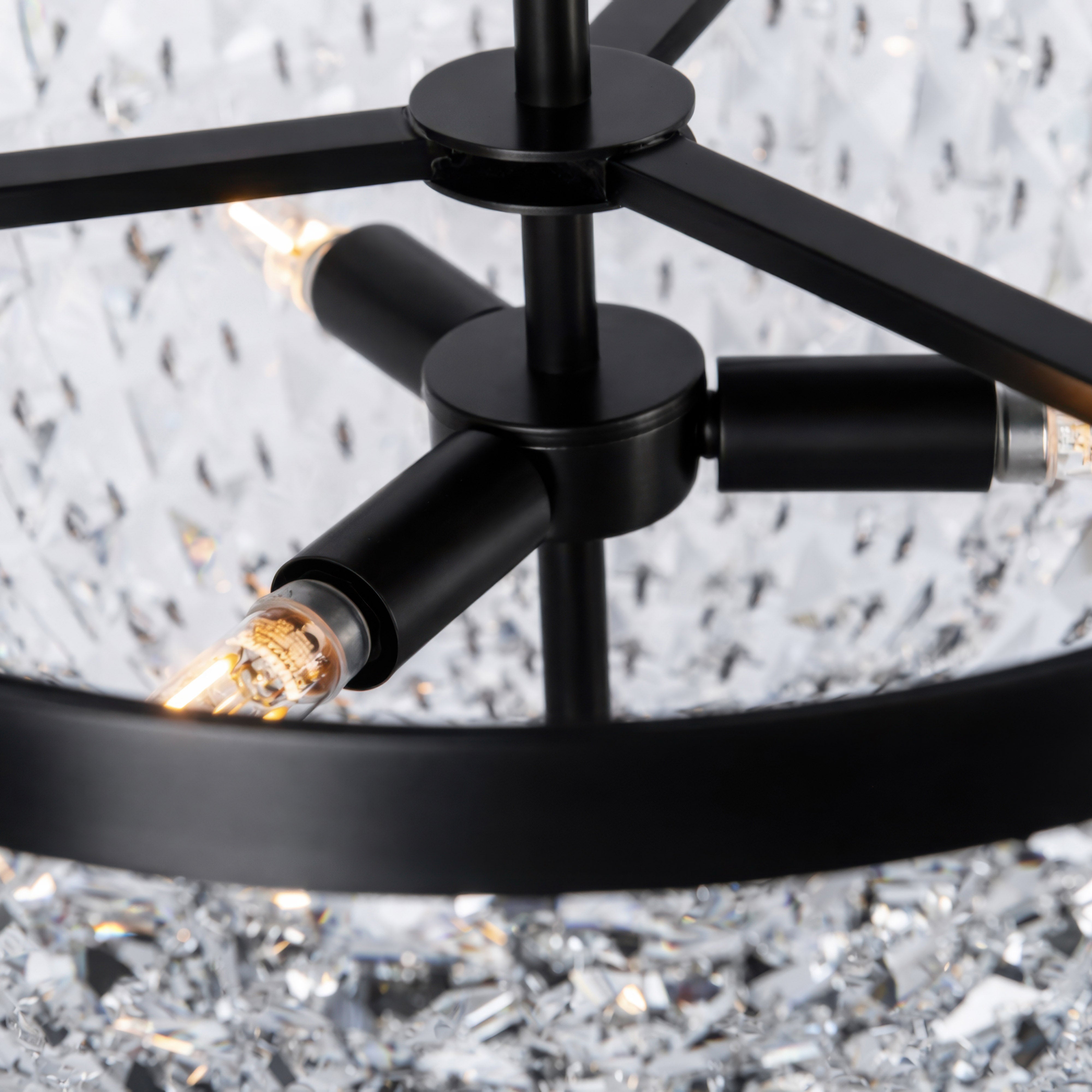 Crystal Baller 3 Light Leaded Crystal Empire Semi-Flush Mount - Heritage Black