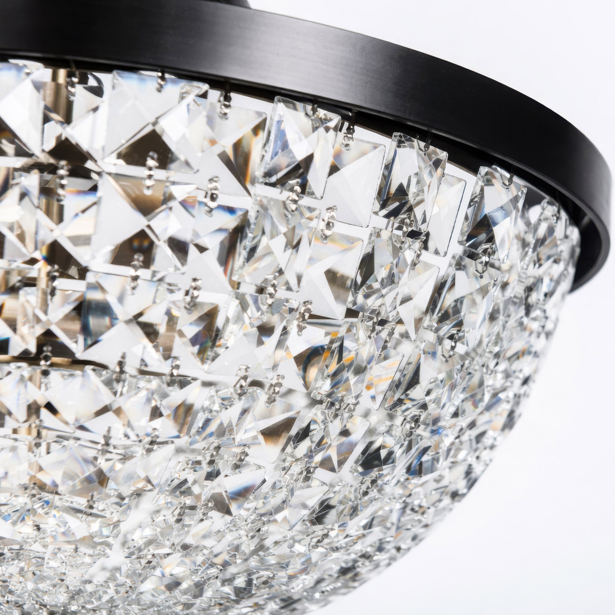 Crystal Baller 3 Light Leaded Crystal Empire Semi-Flush Mount - Heritage Black