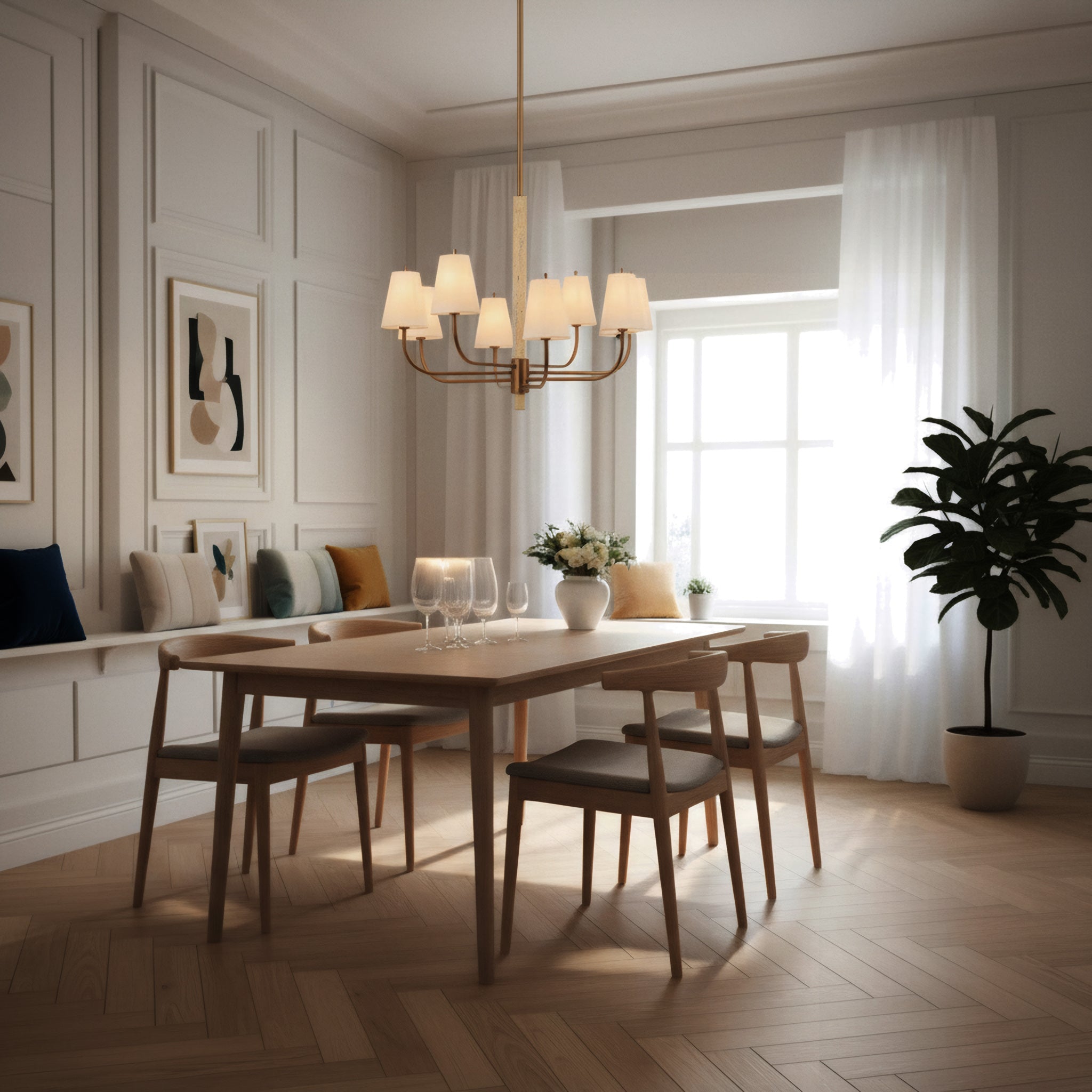 Rockford 8 Light Chandelier - Brontourage/Travartine