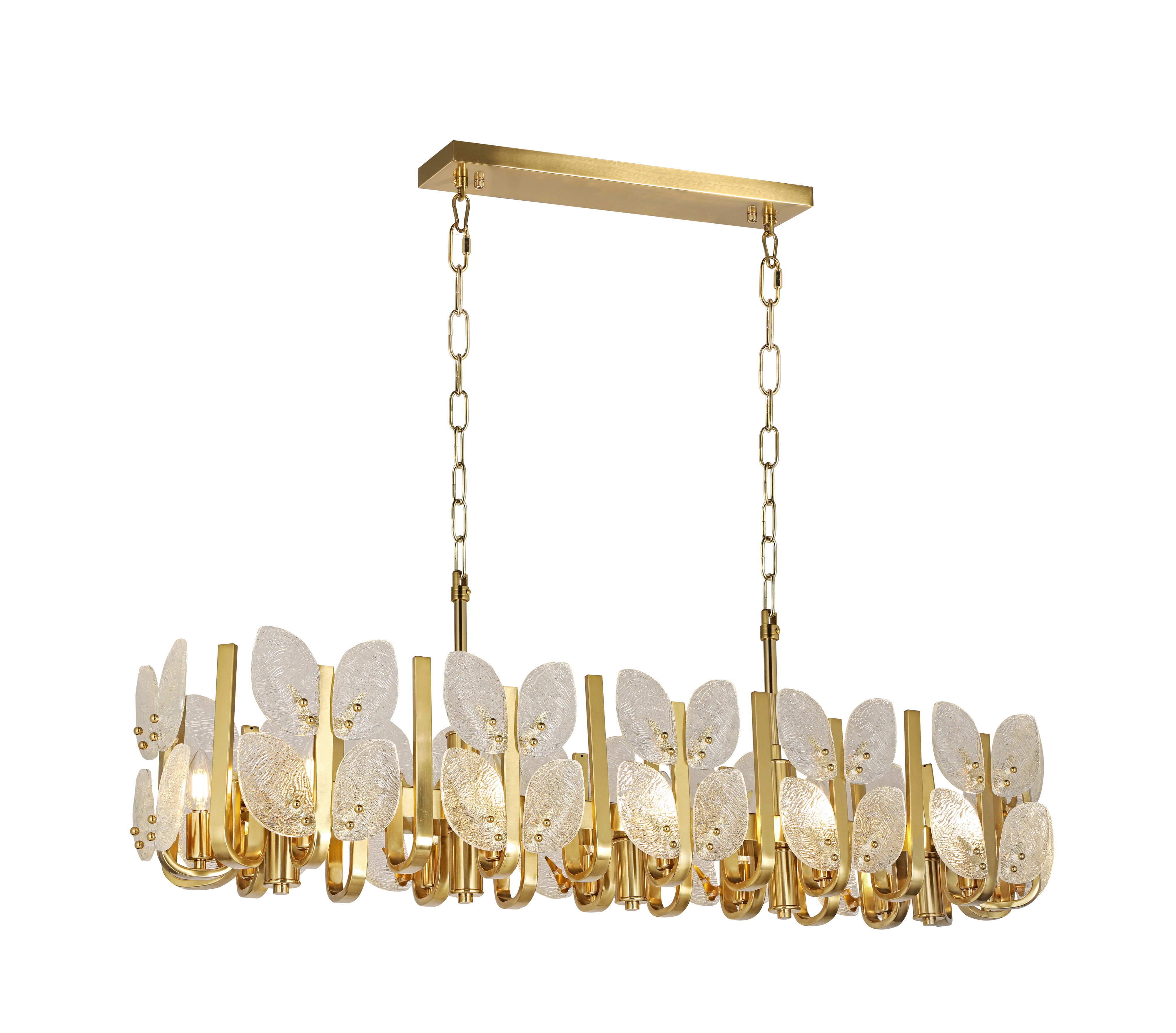 Brass Tax 12 Light Linear Chandelier - Satin Brass