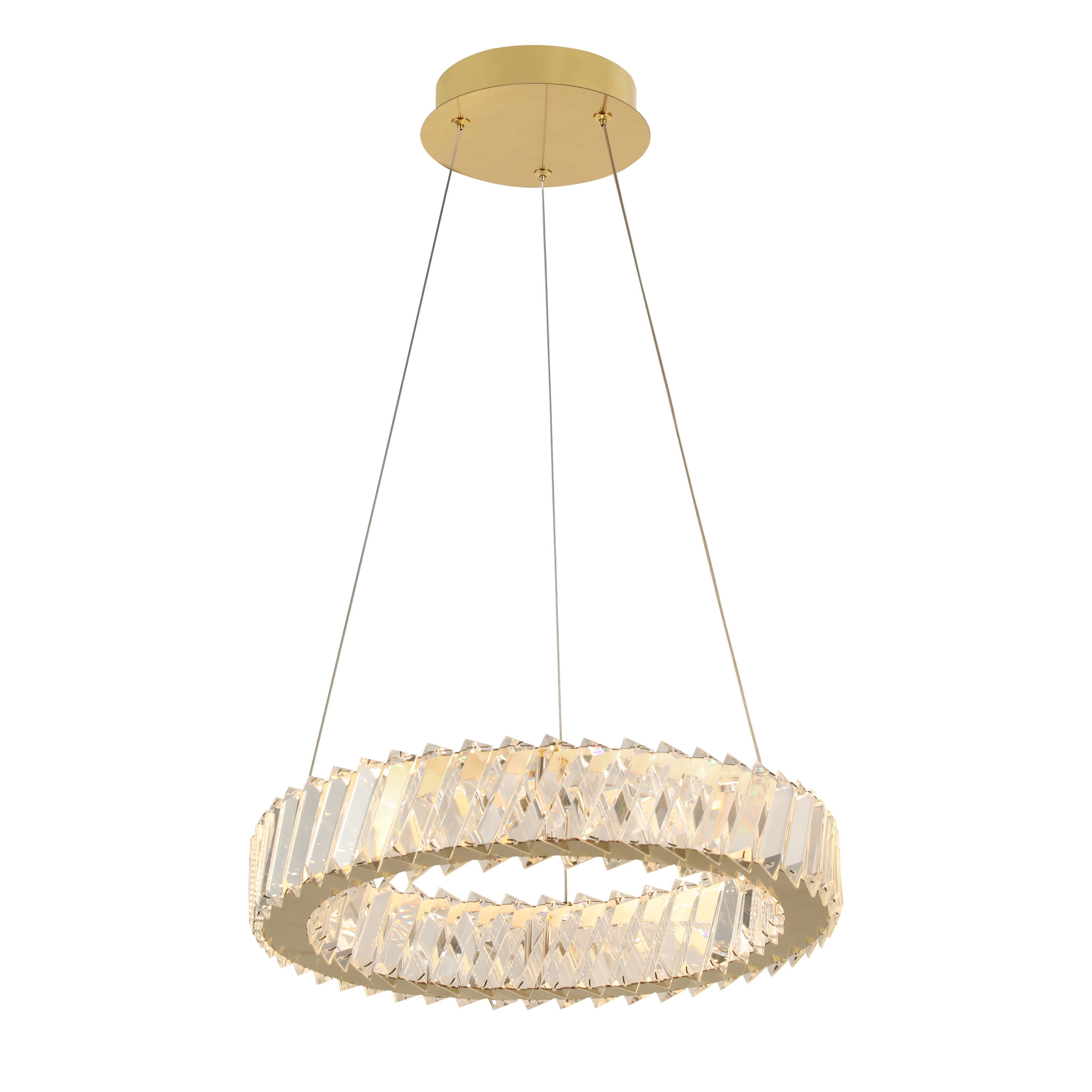 Golden Ratio 16 inch LED Crystal Pendant - Satin Gold