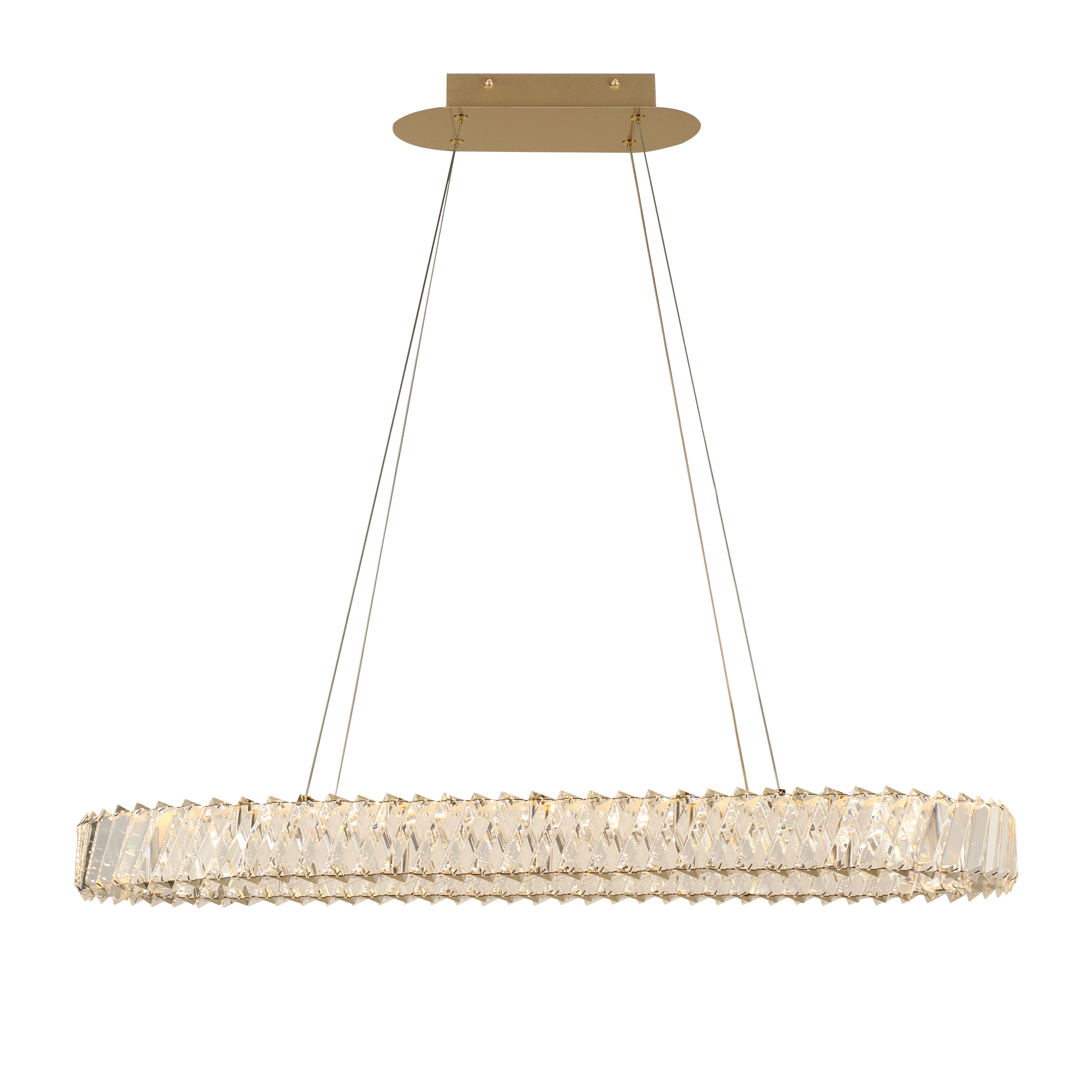 Golden Ratio 33 in Oval LED Crustal Pendant - Satin Gold