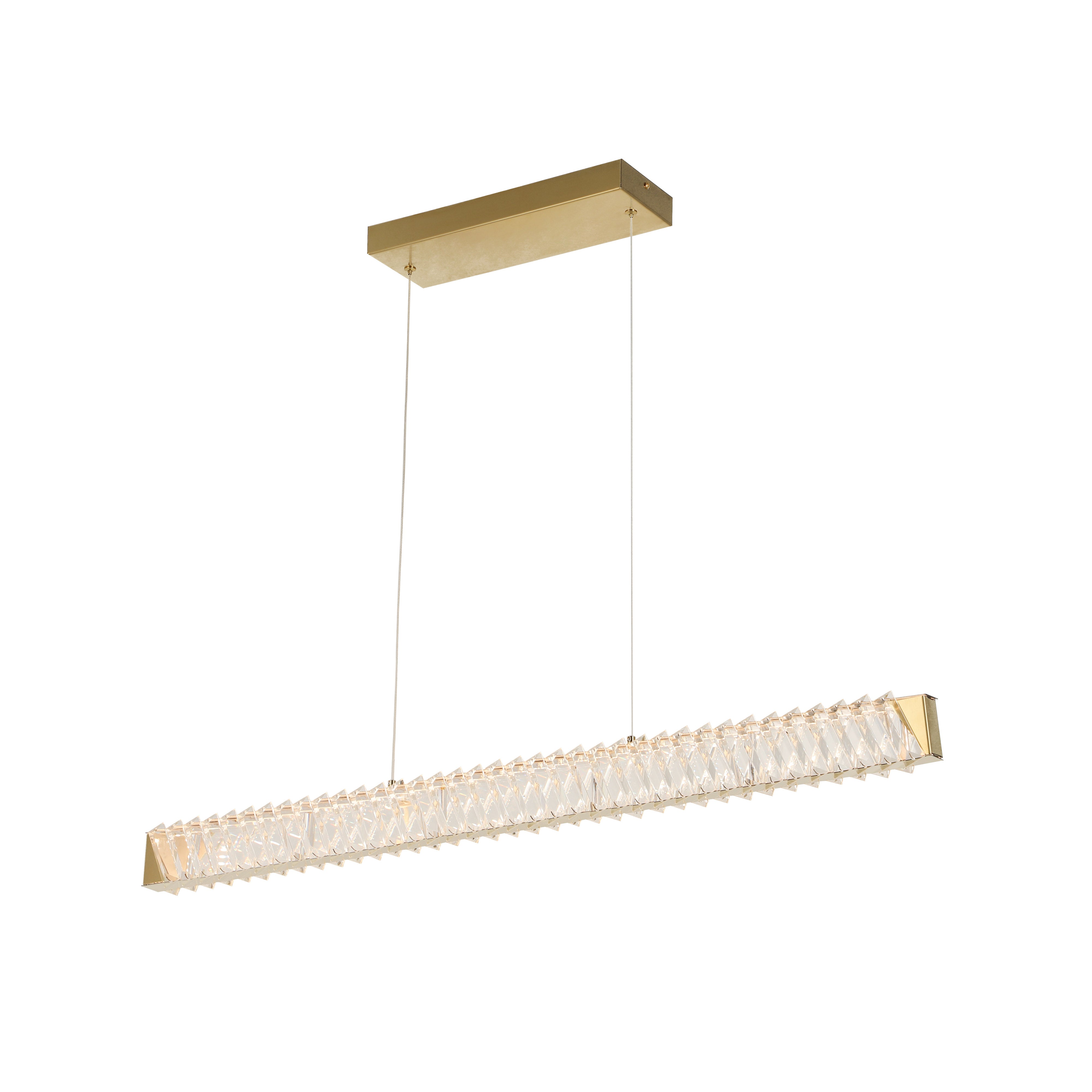 Golden Ratio 37 in LED Crystal Linear Pendant - Satin Gold