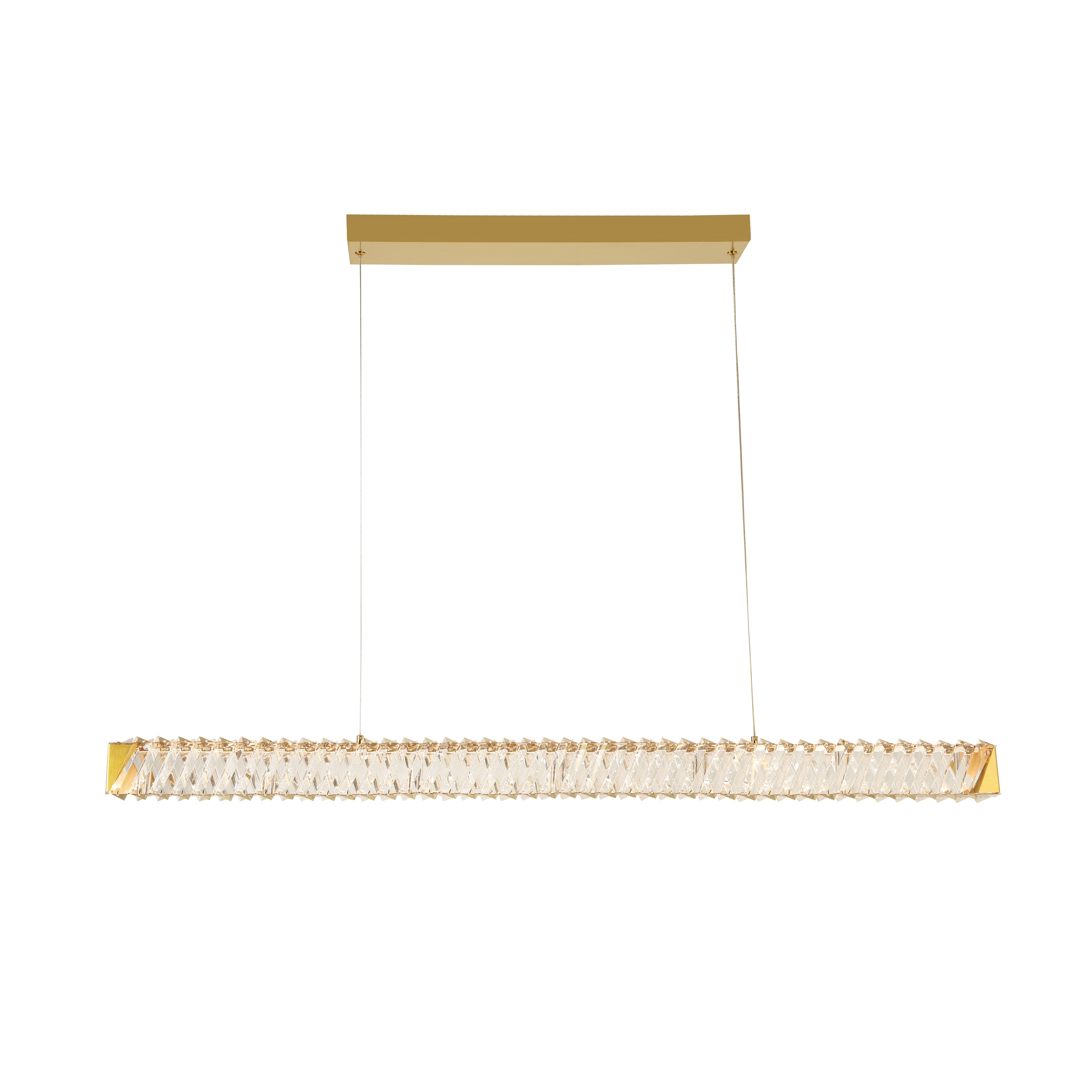 Golden Ratio 43 in LED Crystal Linear Pendant - Satin Gold
