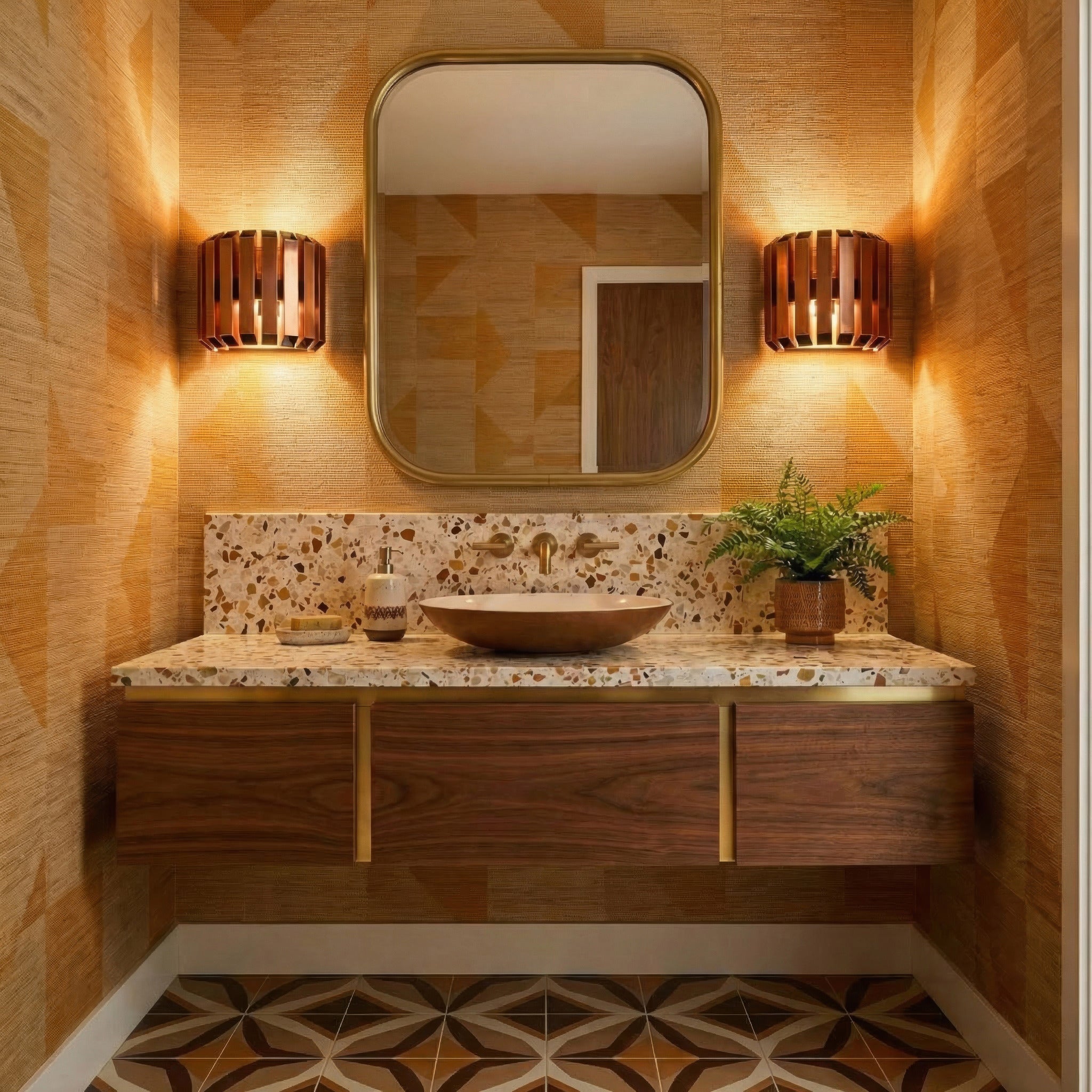 Mod Squad 2 Light Dimmable Wall Sconce - Bronze Penny/Black