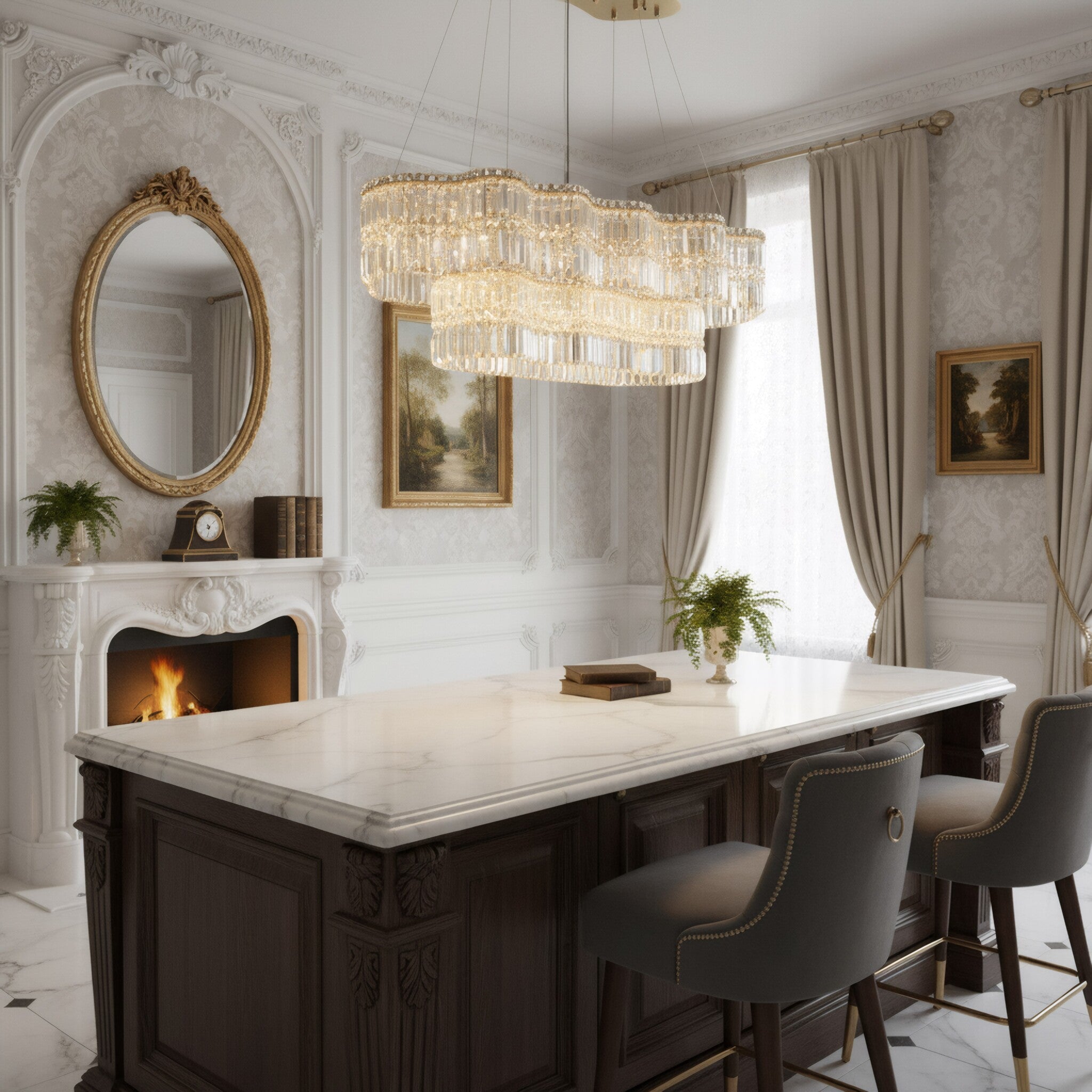 Double Standard 48 inch Dimmable LED Linear Pendant - Satin Gold