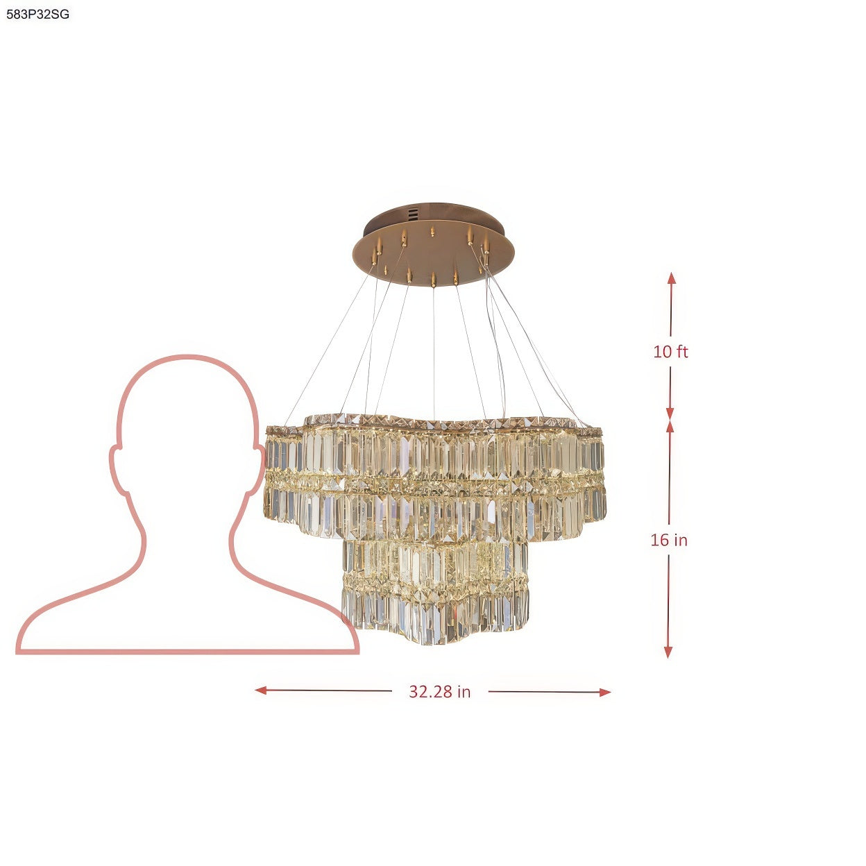 Double Standard 32 inch Dimmable LED Pendant