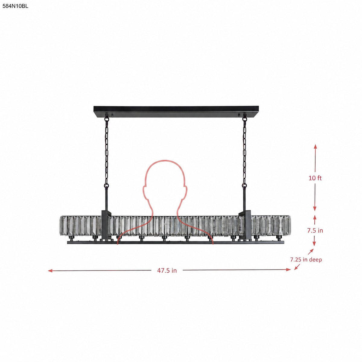 Framework 10 Light Dimmable Linear Pendant