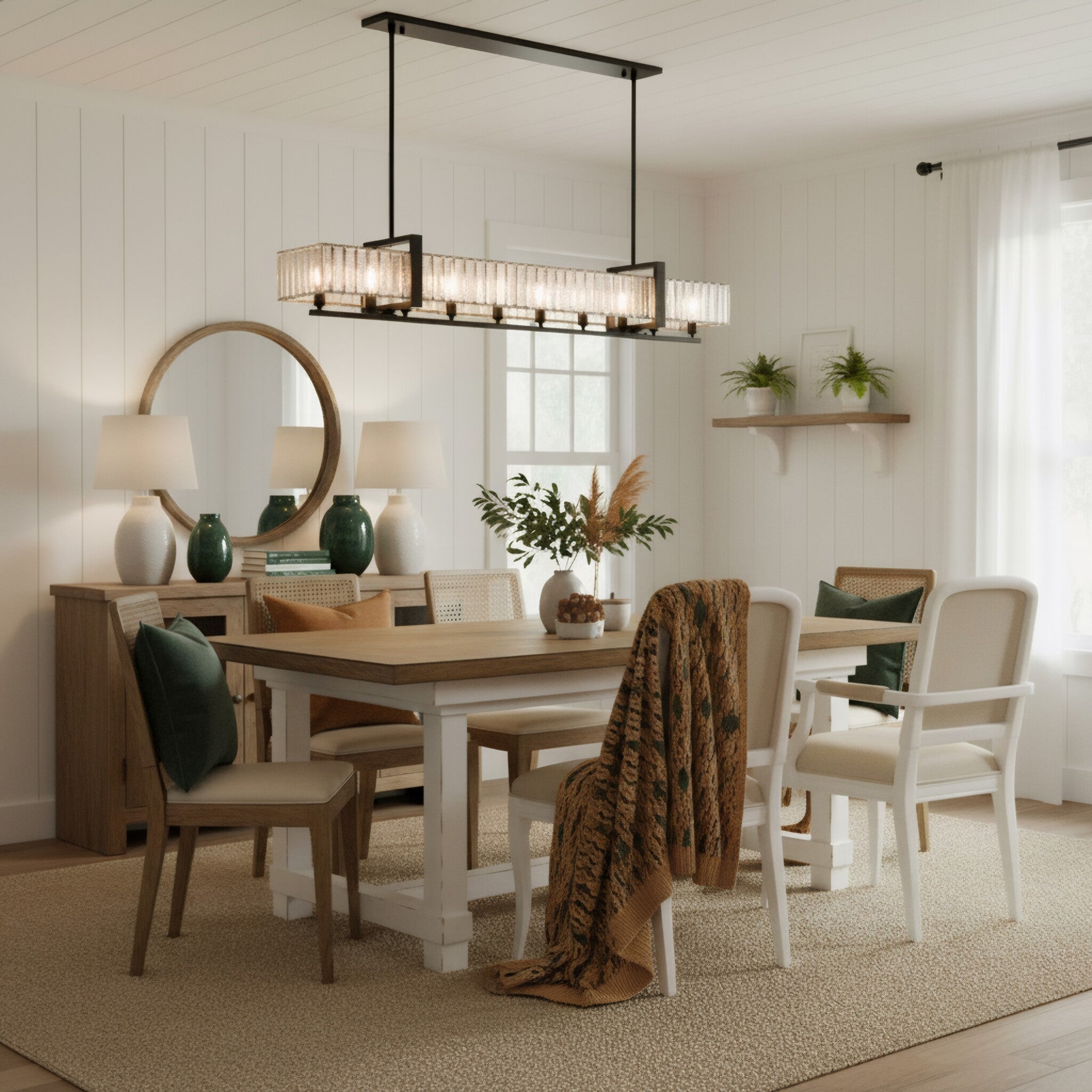 Framework 10 Light Dimmable Linear Pendant - Satin Gold