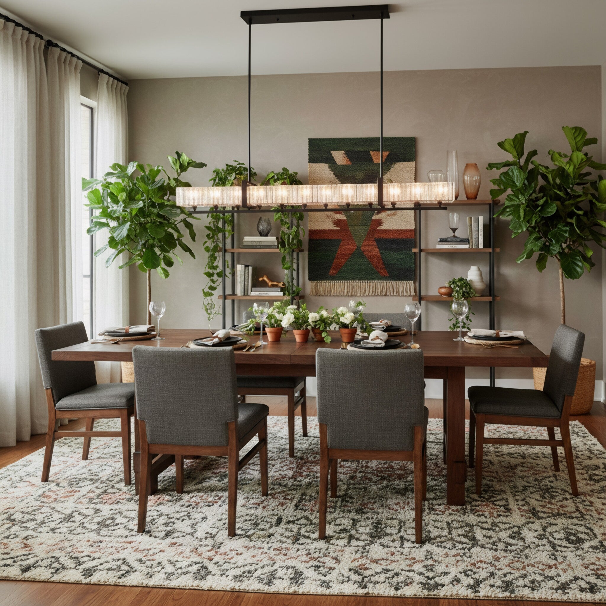 Framework 12 Light Dimmable Linear Pendant - Satin Gold