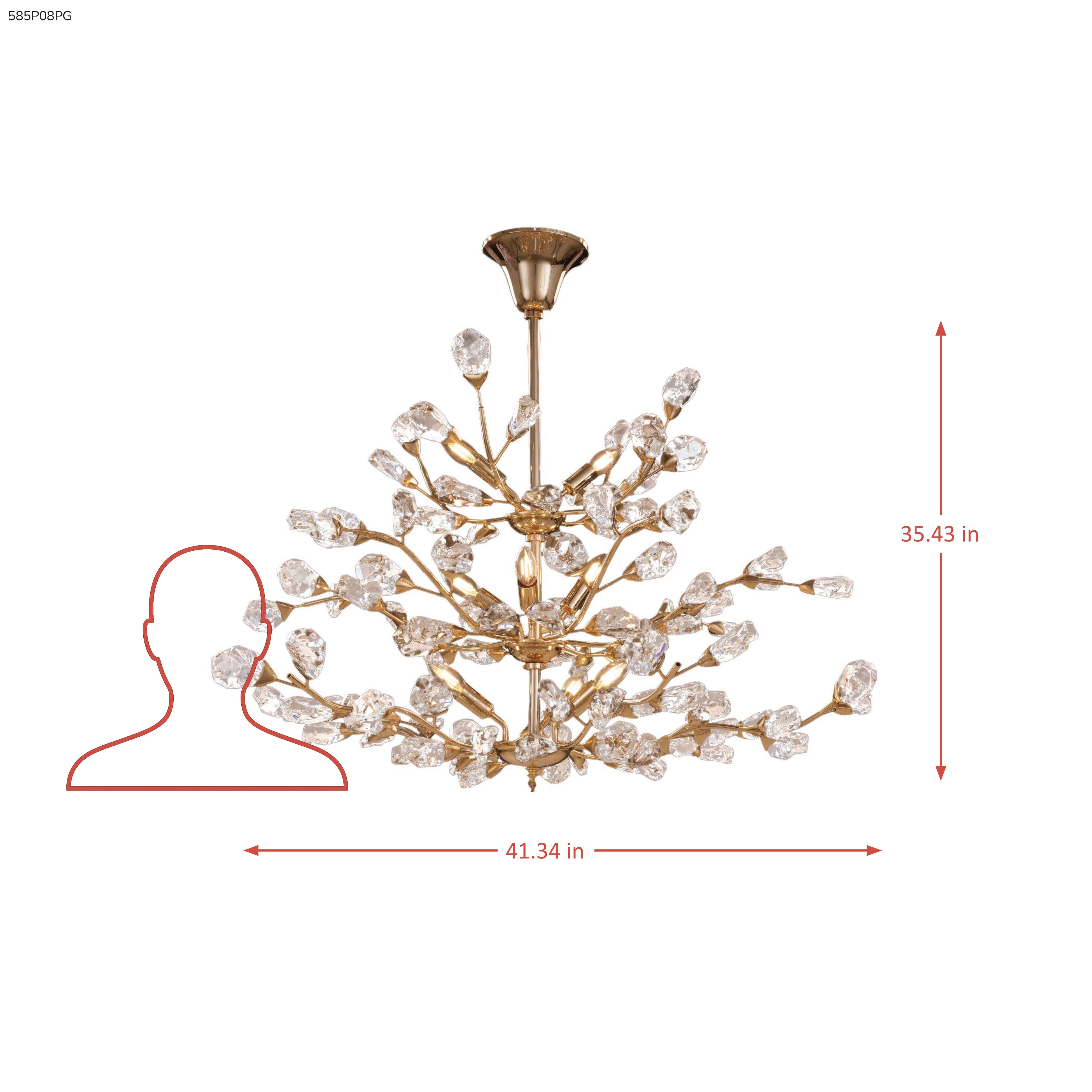Golden Thicket 9 Light Dimmable Pendant - Polished Gold